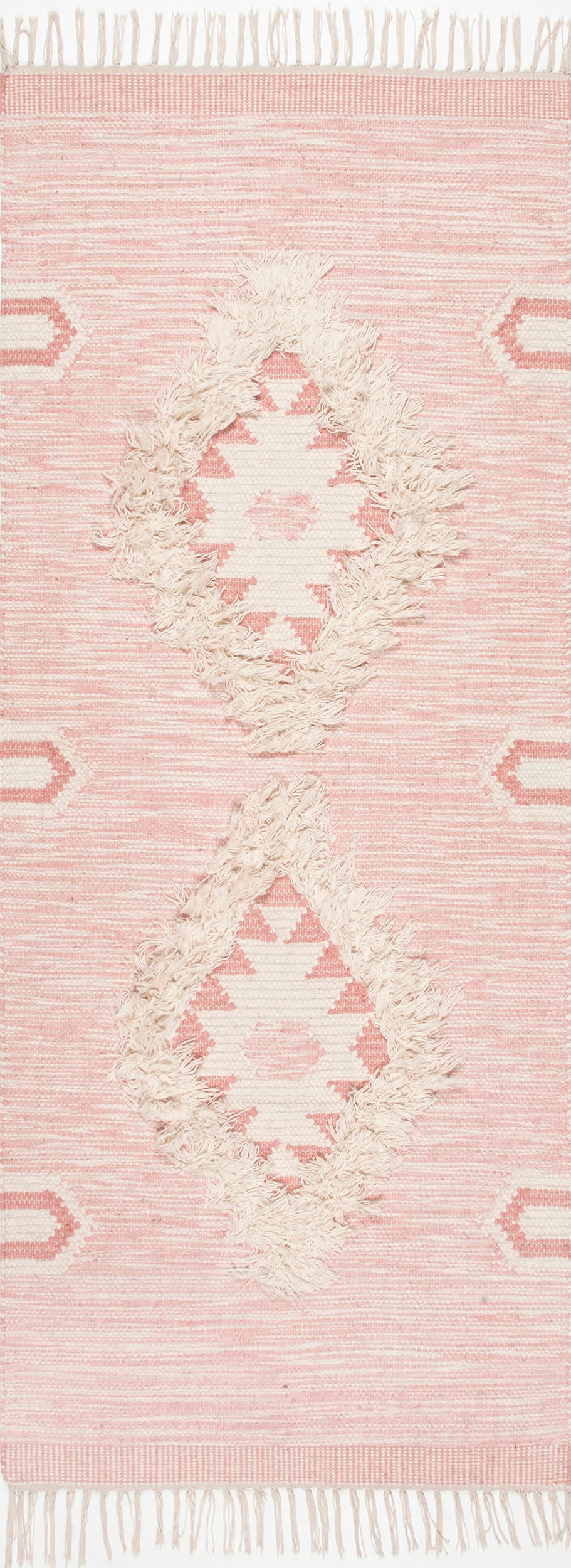 Shaggy Moroccan Lattice Fringe Rug | Pink