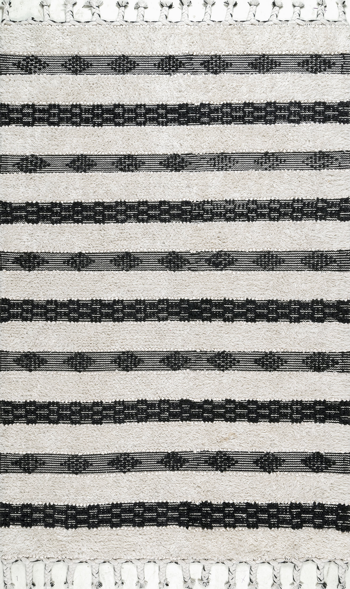 Shaggy Striped Texture Rug | Ivory
