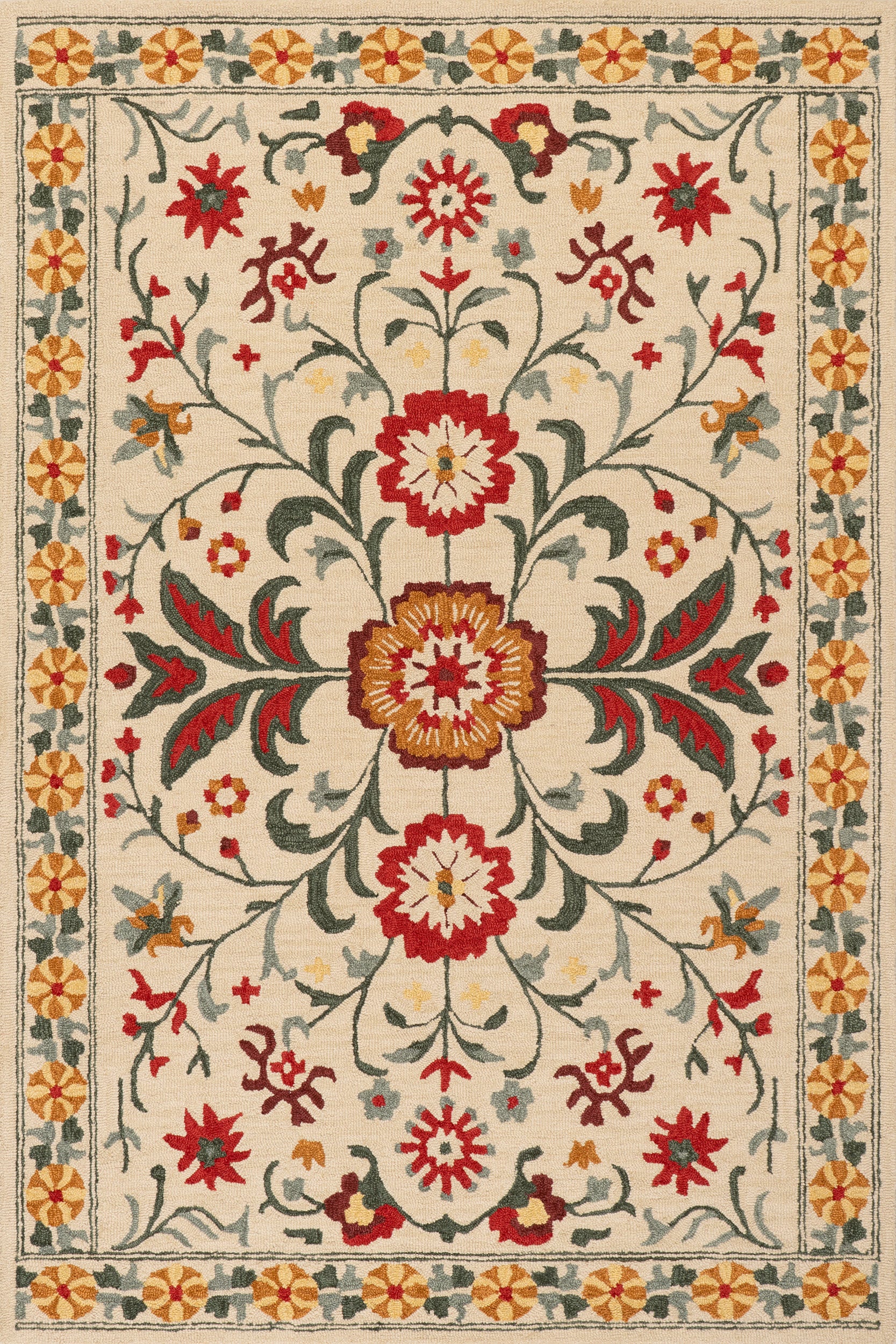 Shangrila Folk Floral Wool Rug | Multicolor