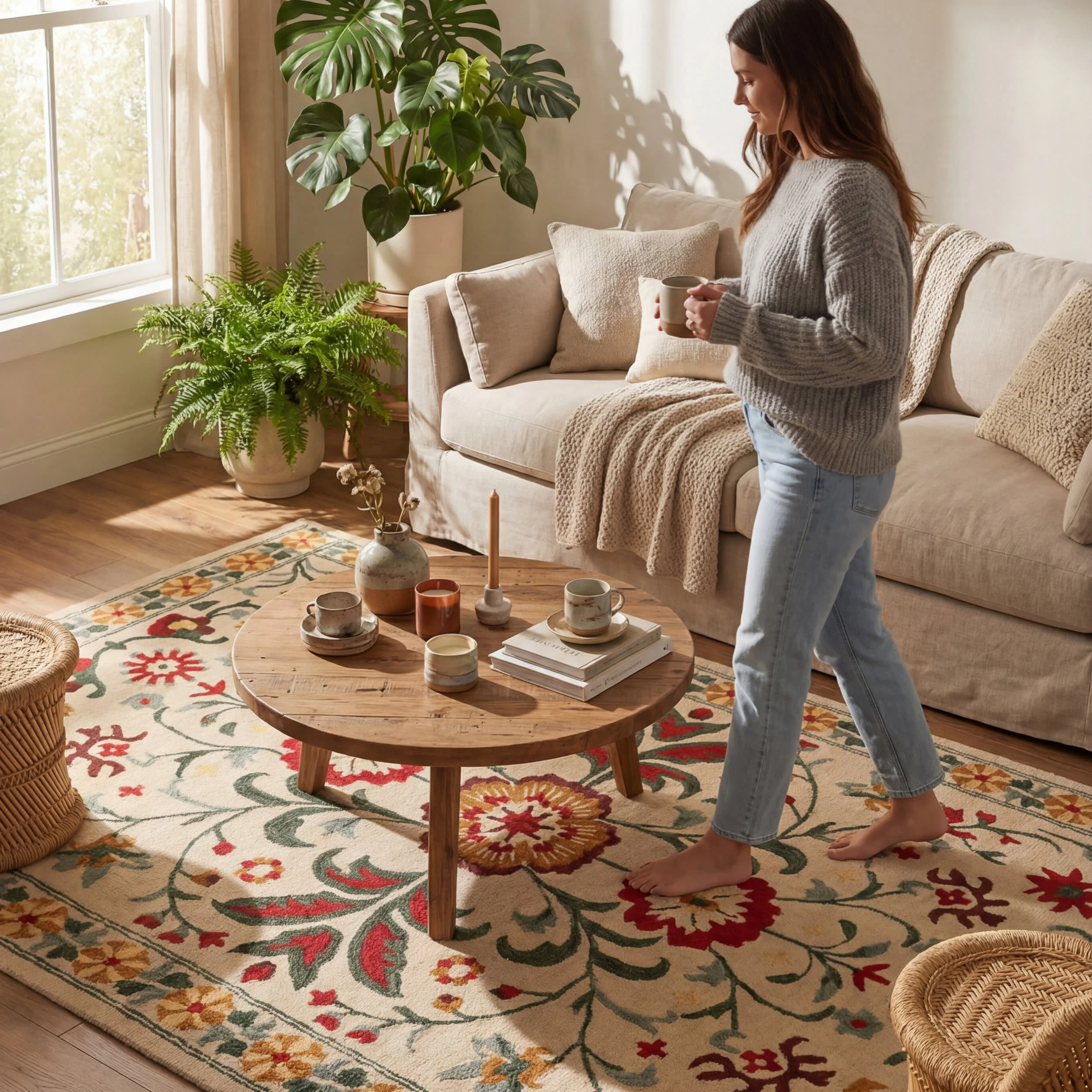 Shangrila Folk Floral Wool Rug | Multicolor - Image 8
