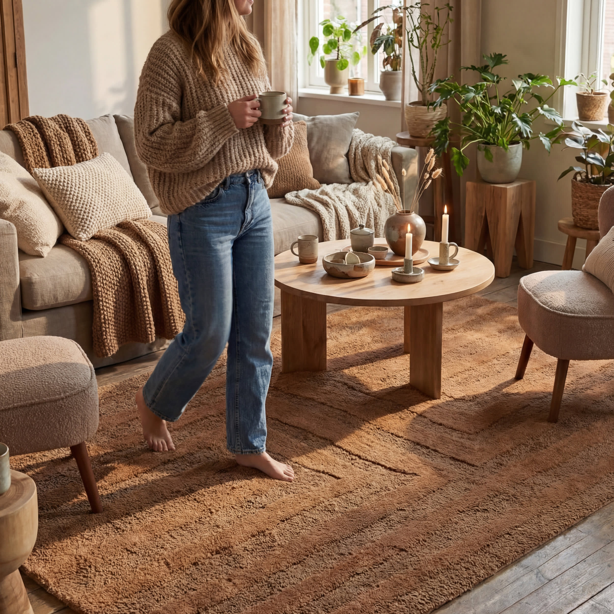 Shevina Handmade Washable Wool Rug | Brown - Image 5