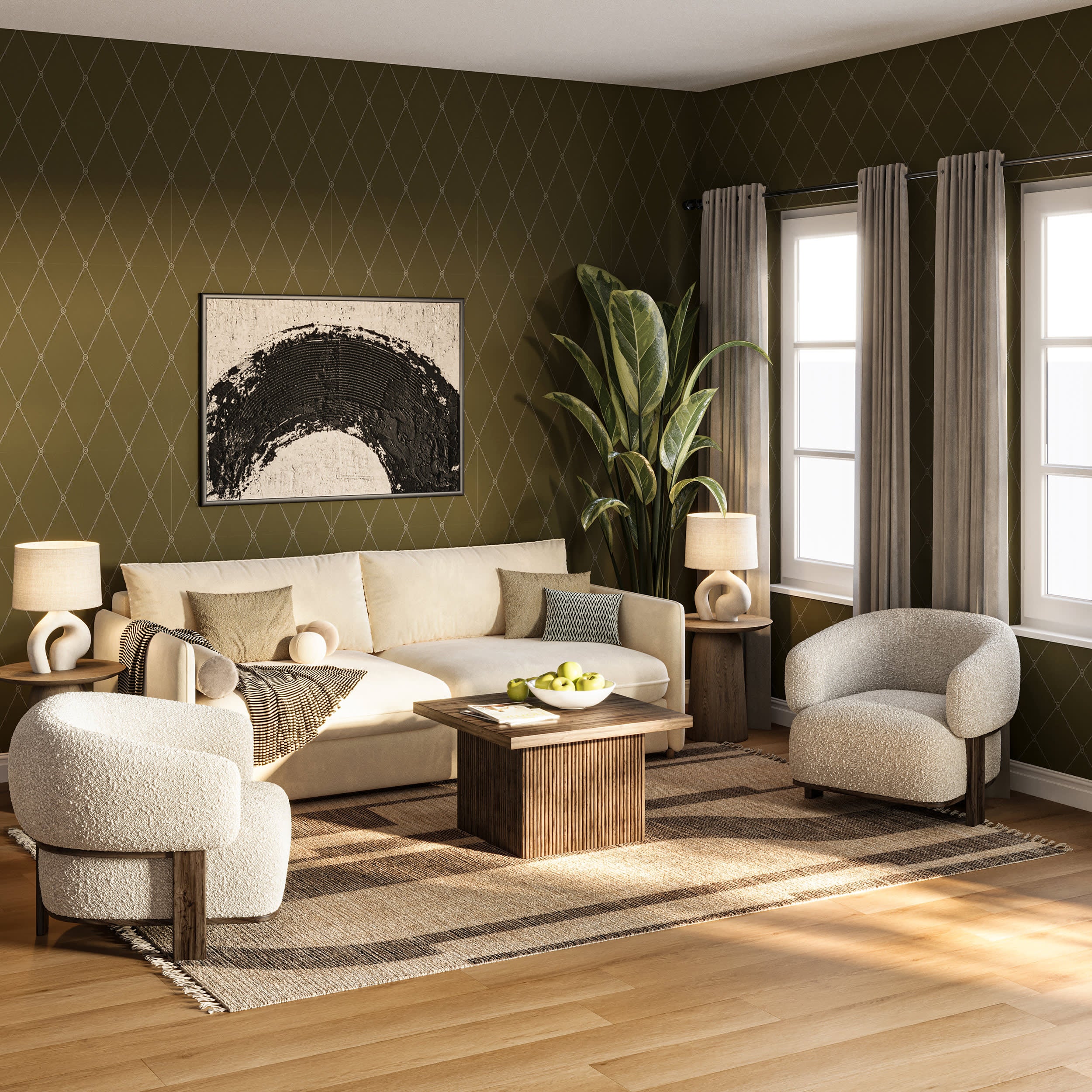 Shomar Bohemian Abstract Striped Rug | Natural - Image 2