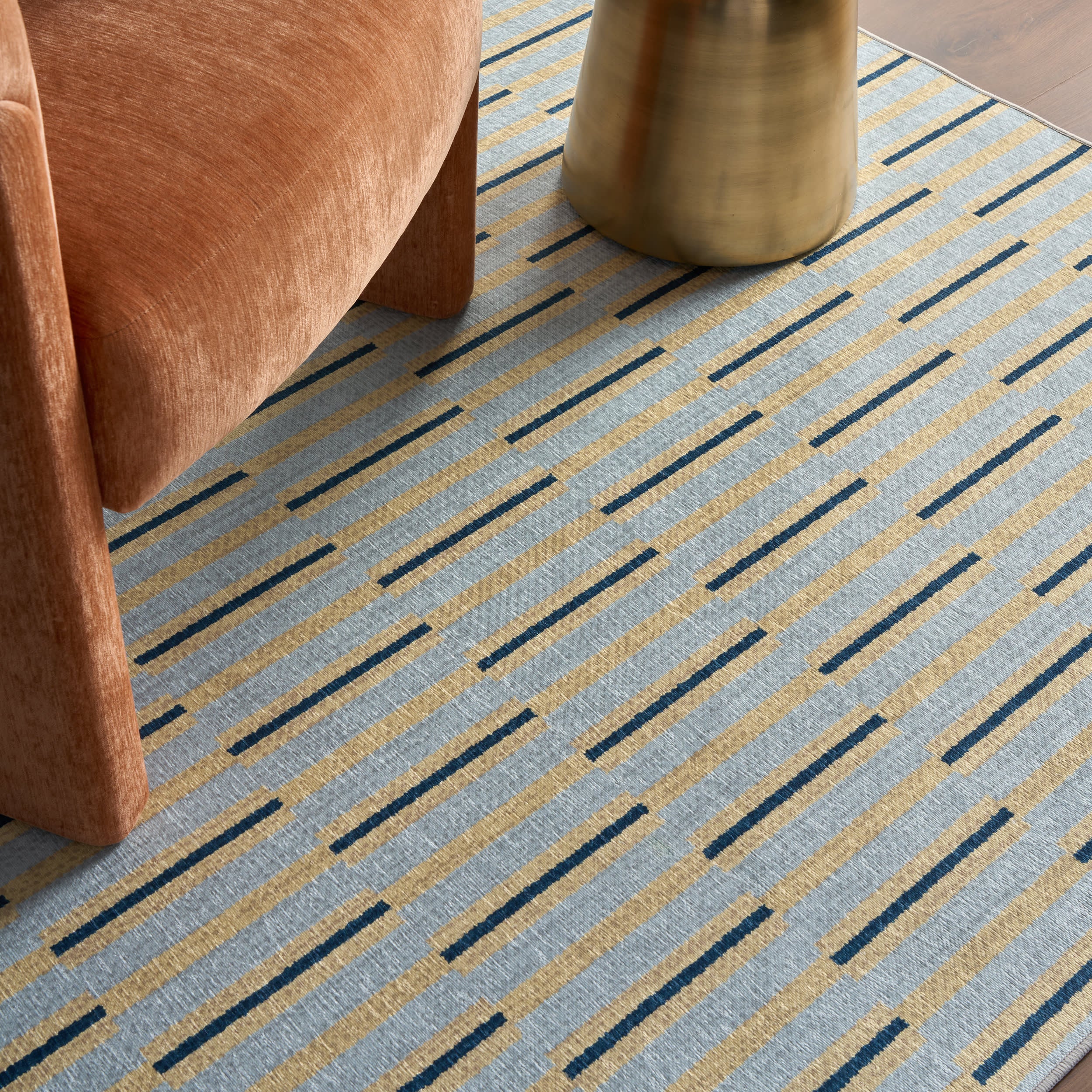 Signal Stripe Mid-Century Washable Rug by Society6 | Light Blue - Image 5