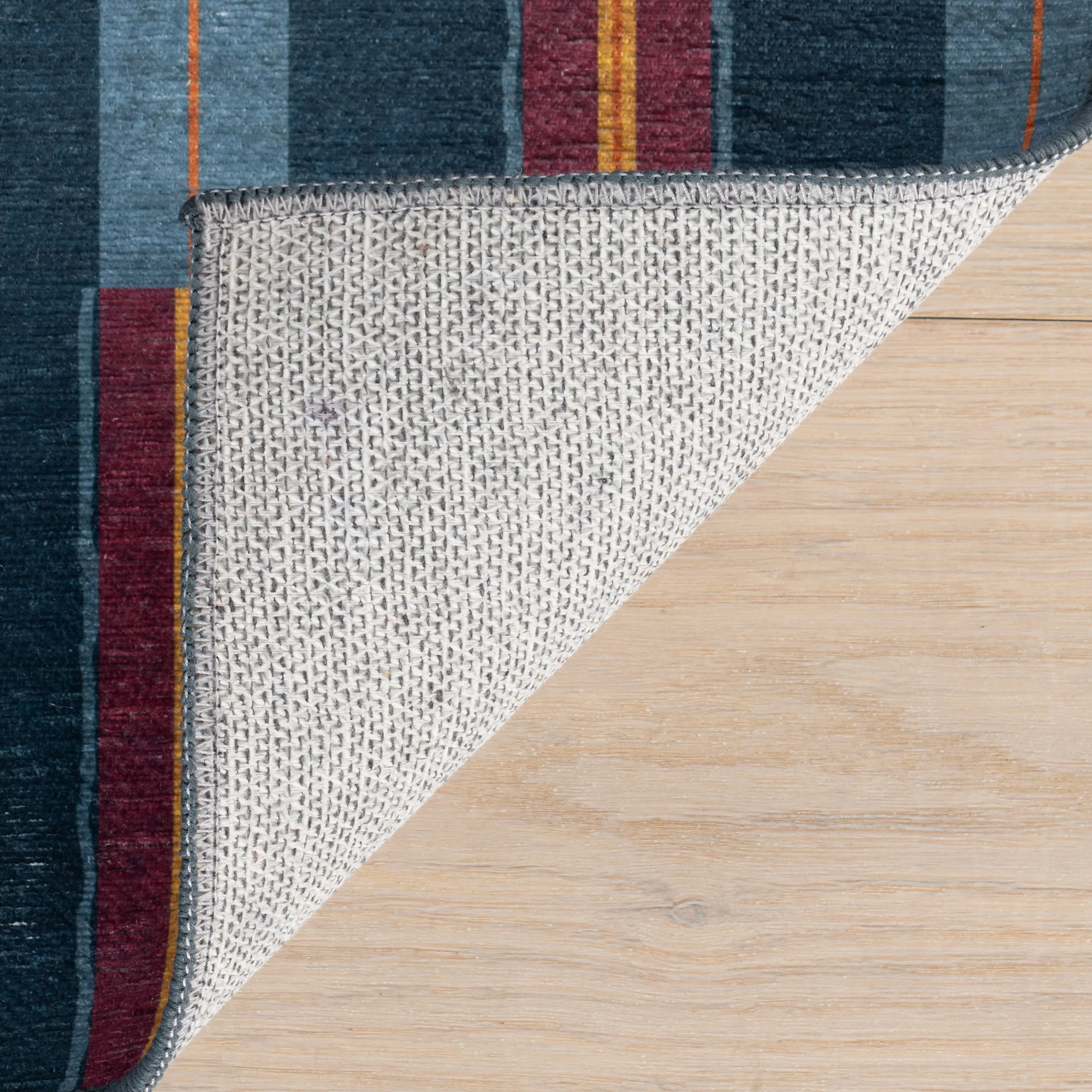 Signal Stripe Mid-Century Washable Rug by Society6 | Navy - Image 8