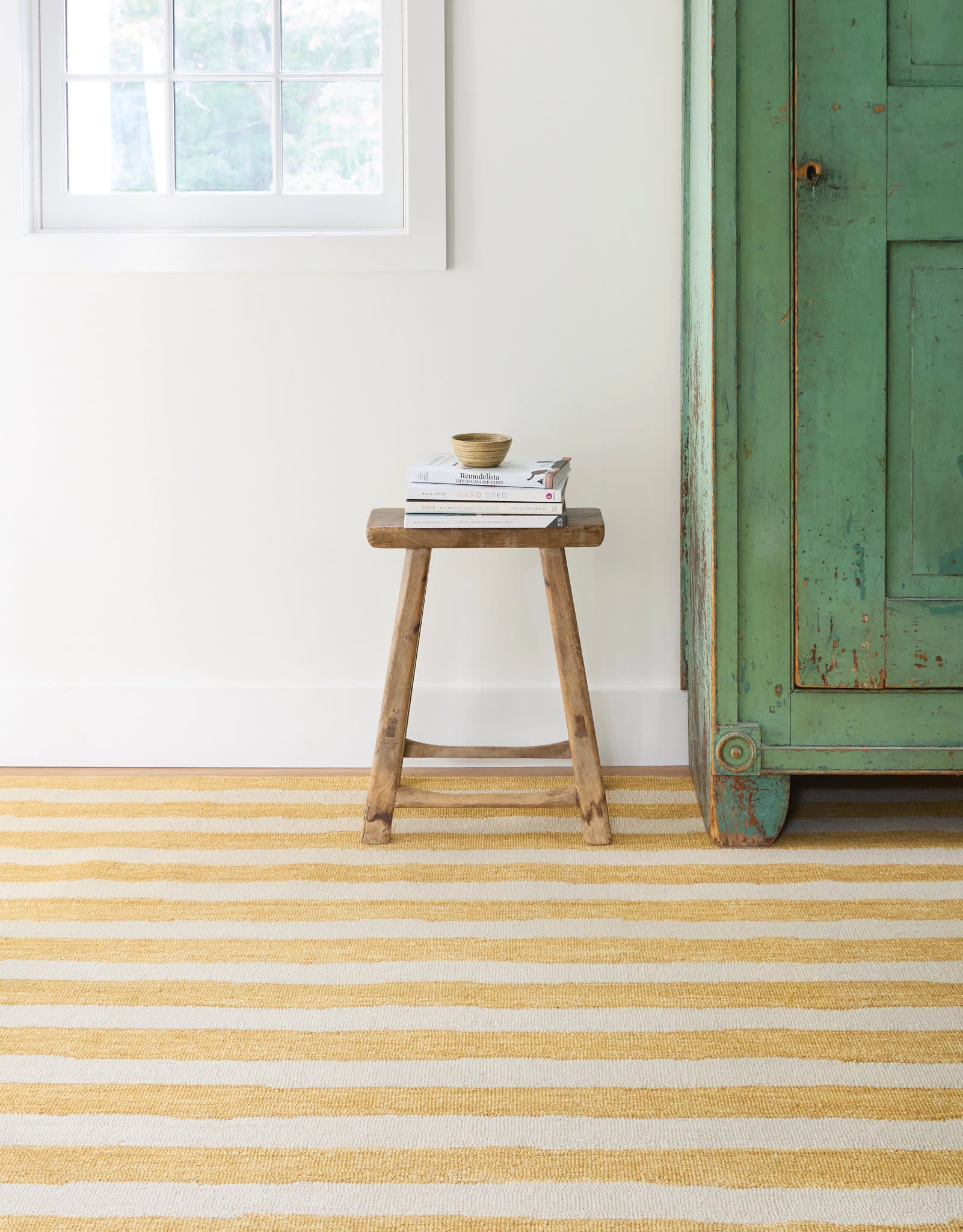Silas Stripe Hand Micro Hooked Wool Rug | Gold - Image 2