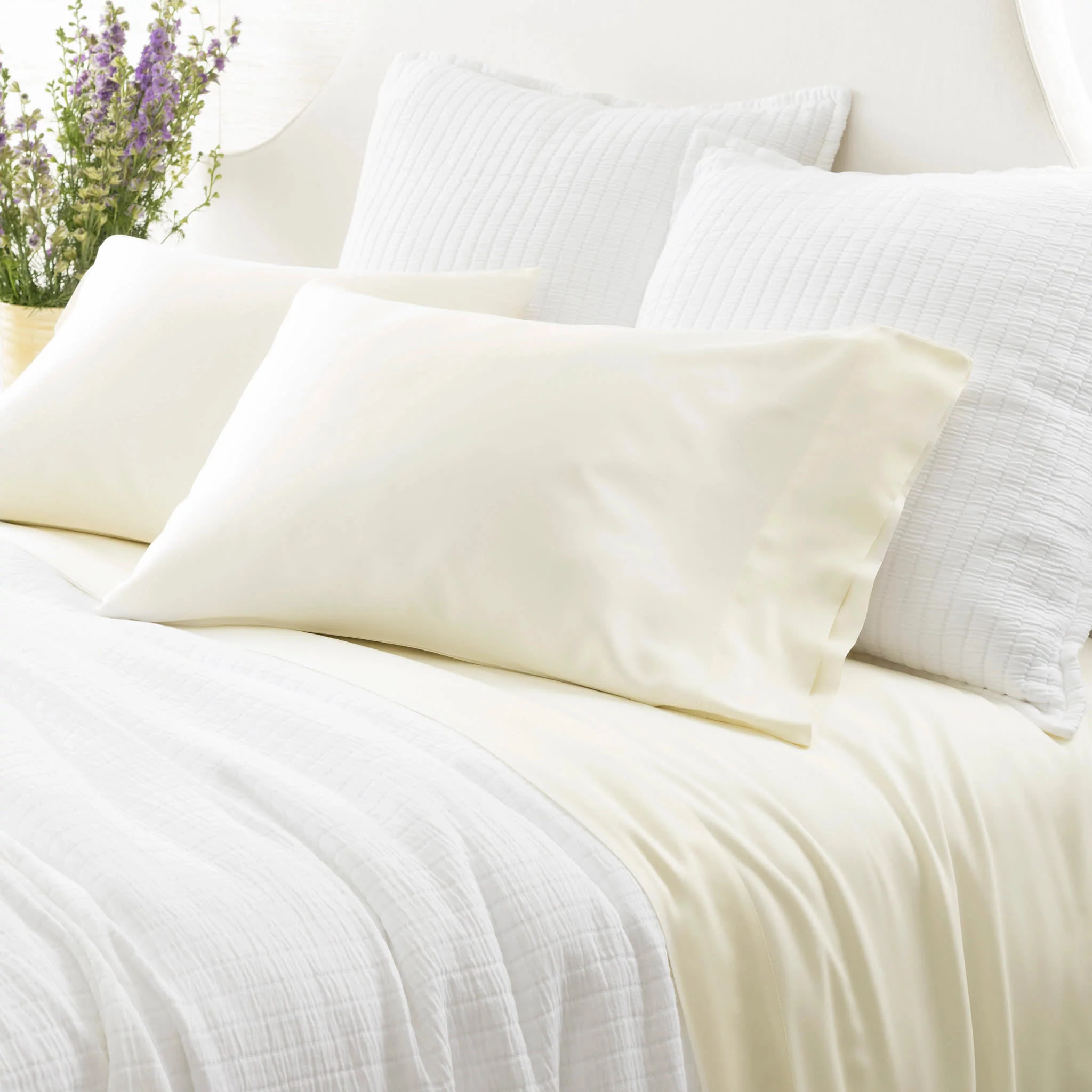 Silken Solid Pillowcases | Ivory - Image 2