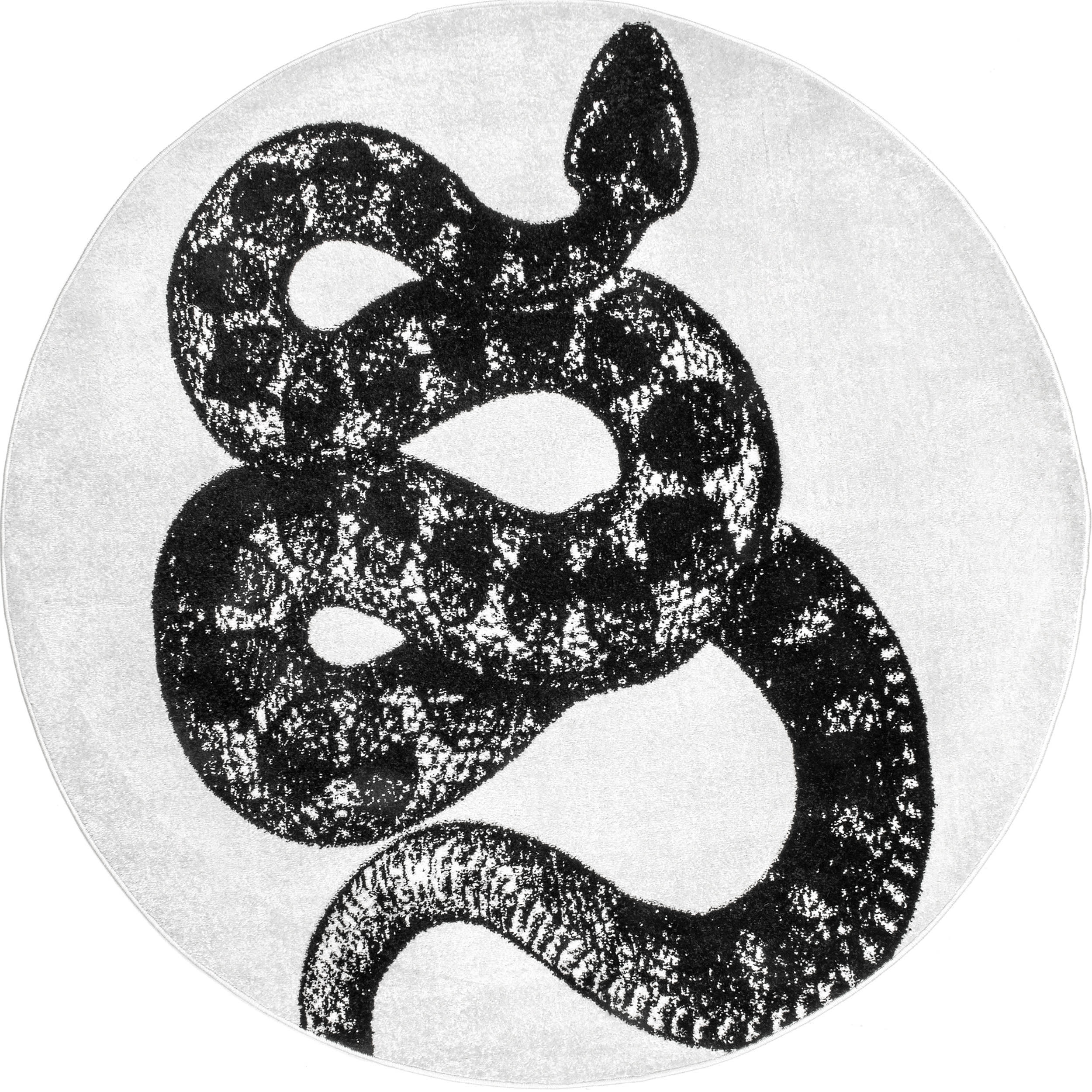 Simple Serpent Rug | Black & Off White