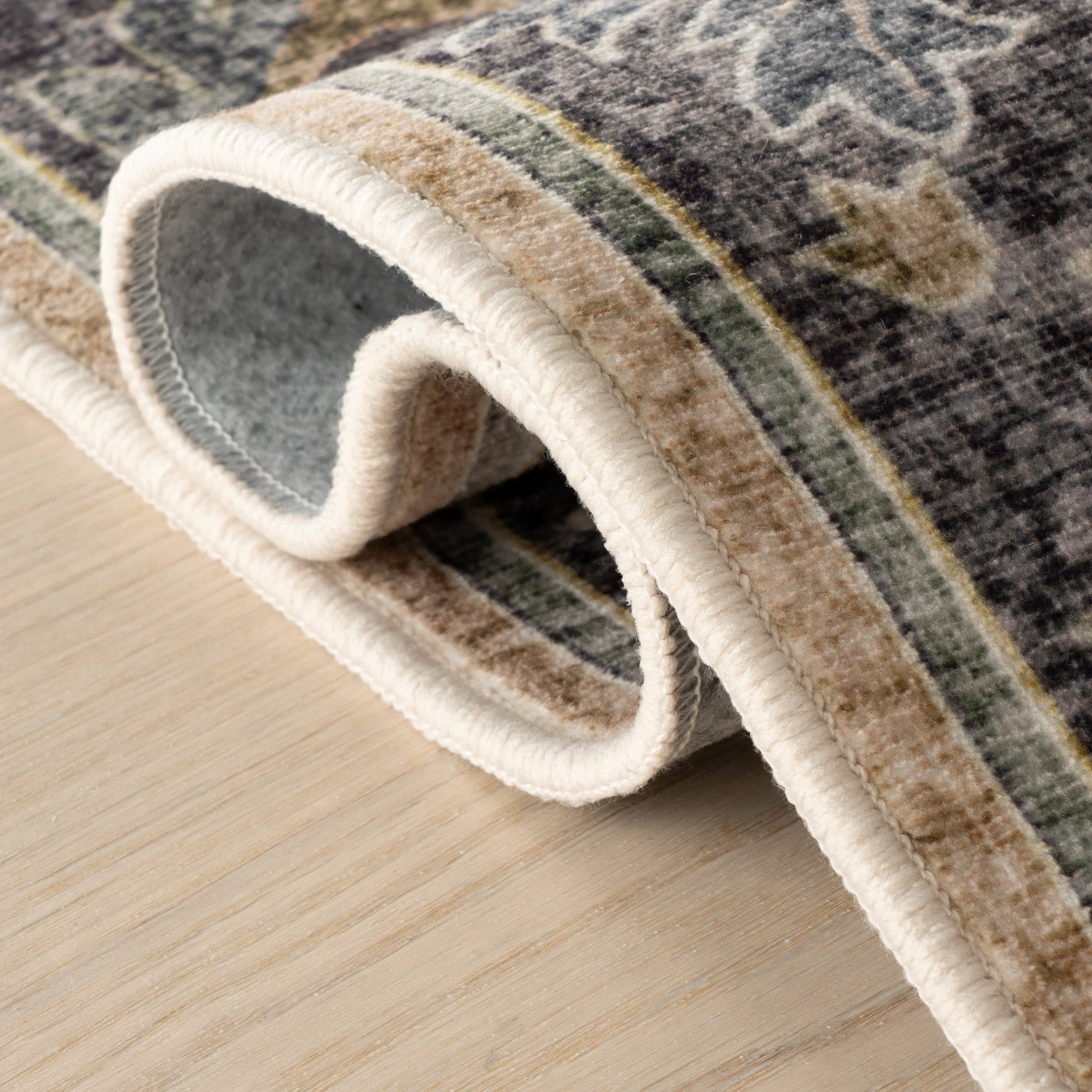 Sinikse Floral and Paisley Washable Rug | Beige - Image 11