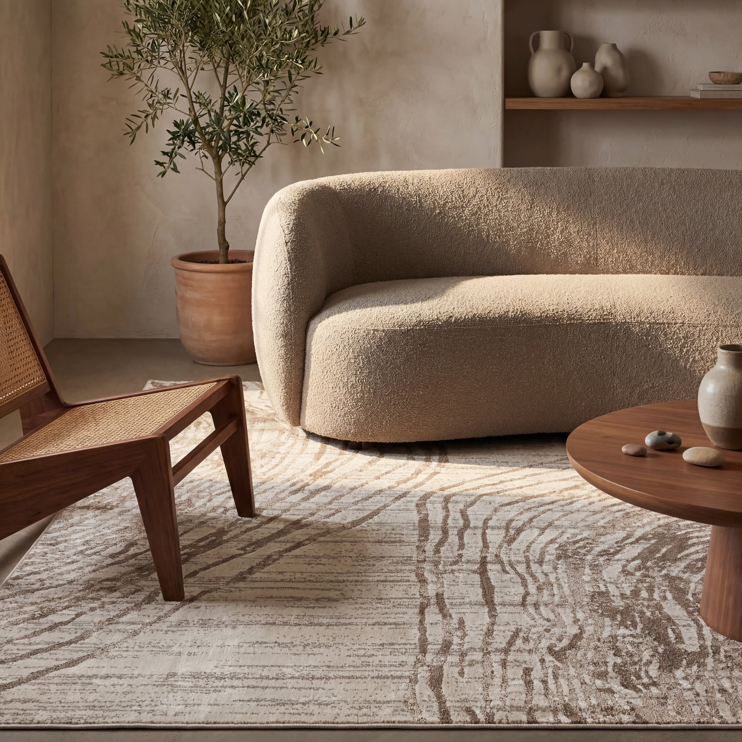 Siroc Modern Abstract Rug | Ivory - Image 5