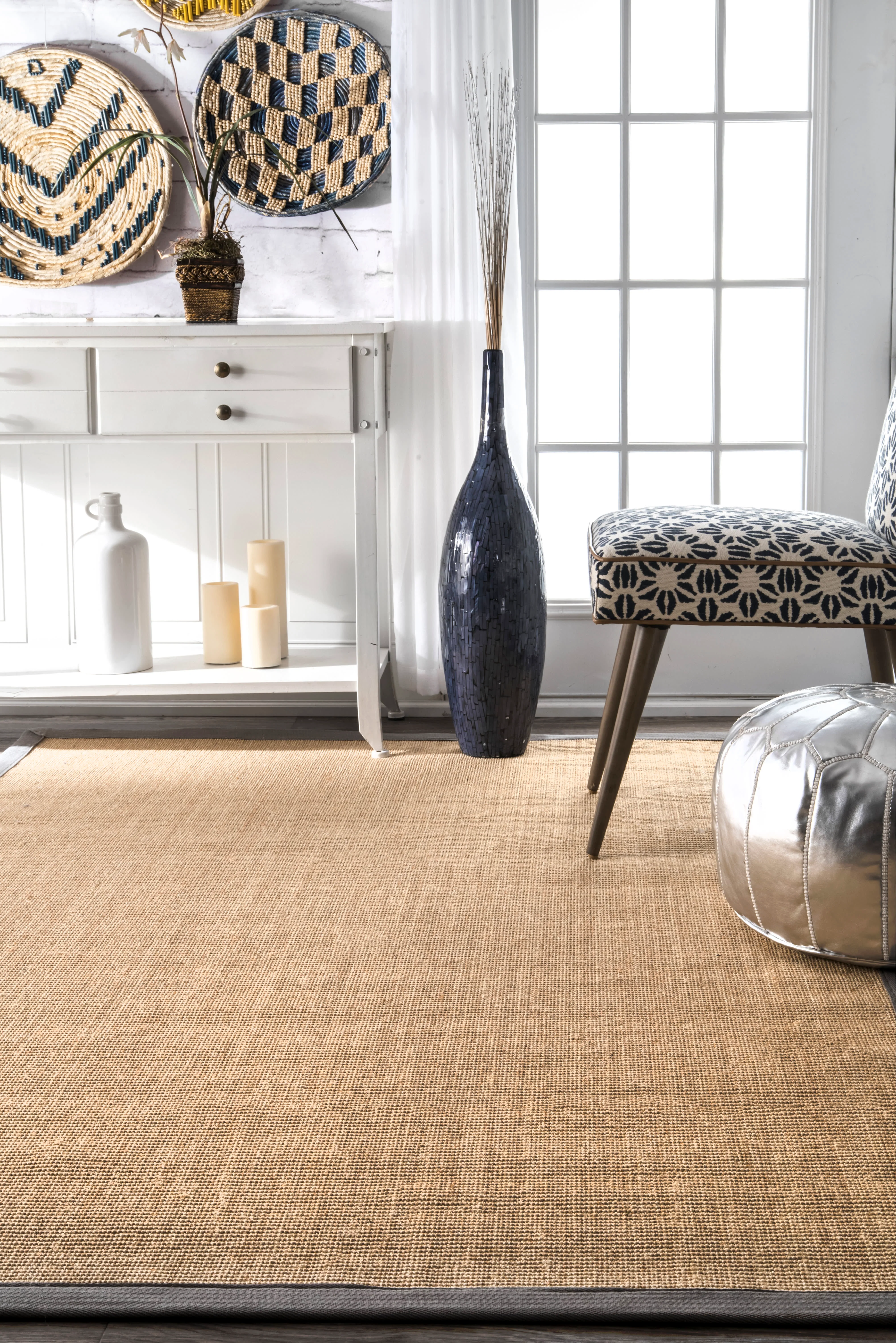 Sisal Border Rug | Light Grey - Image 3