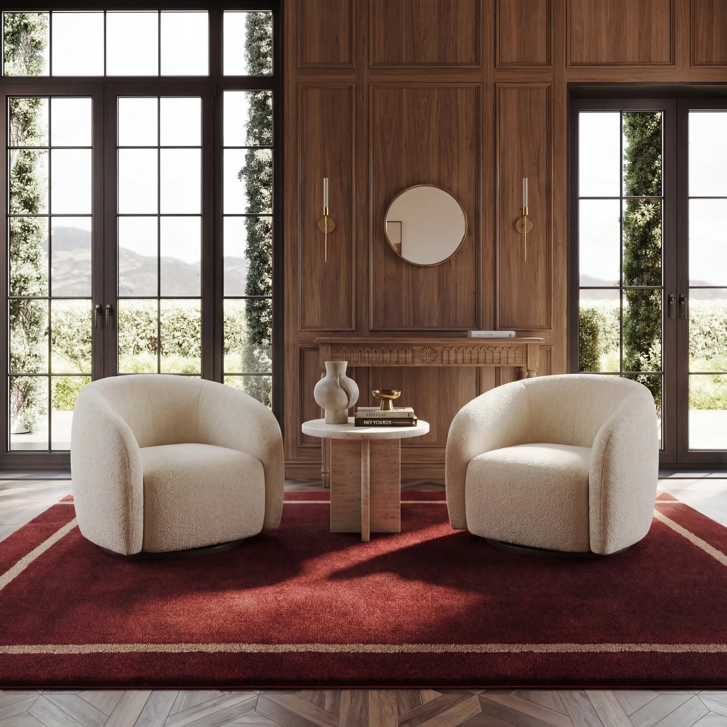 Sivra Bordered Rug | Maroon - Image 2