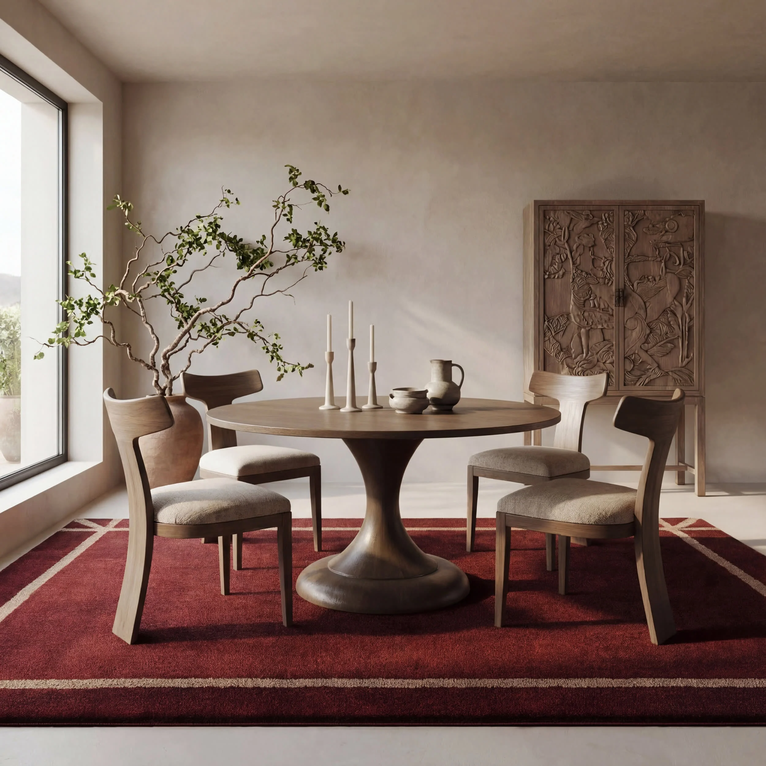 Sivra Bordered Rug | Maroon - Image 4