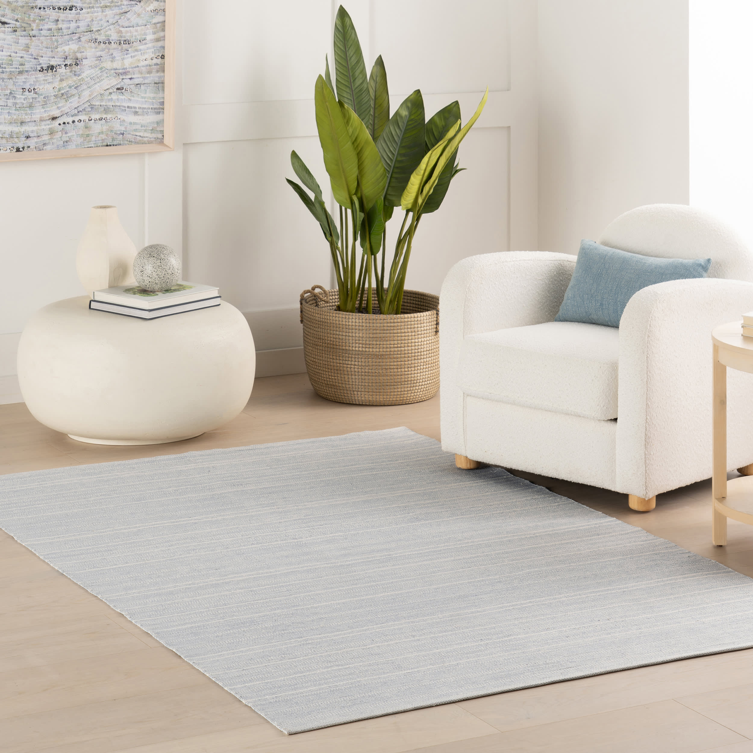 Skipper Stripe Handwoven Indoor/Outdoor Rug | Swedish Blue - Image 2