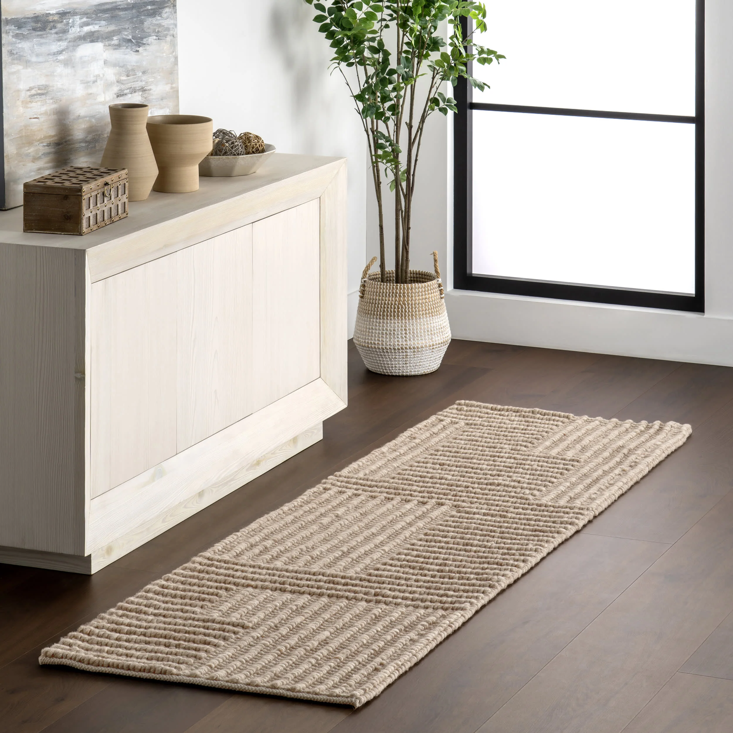 Skye Modern High-Low Rug | Beige - Image 2