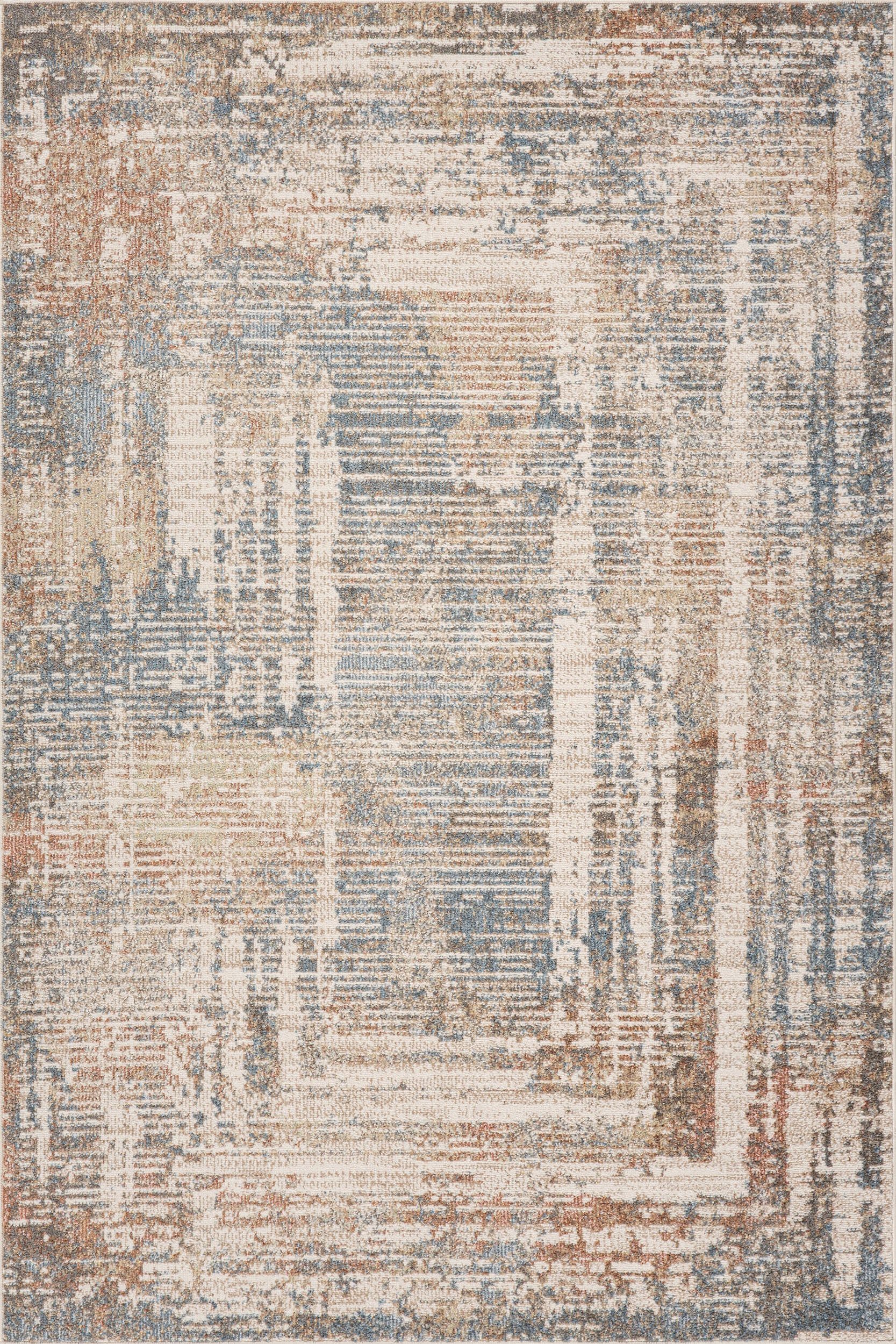 Slatewood Rustic Bordered Washable Rug | Tan