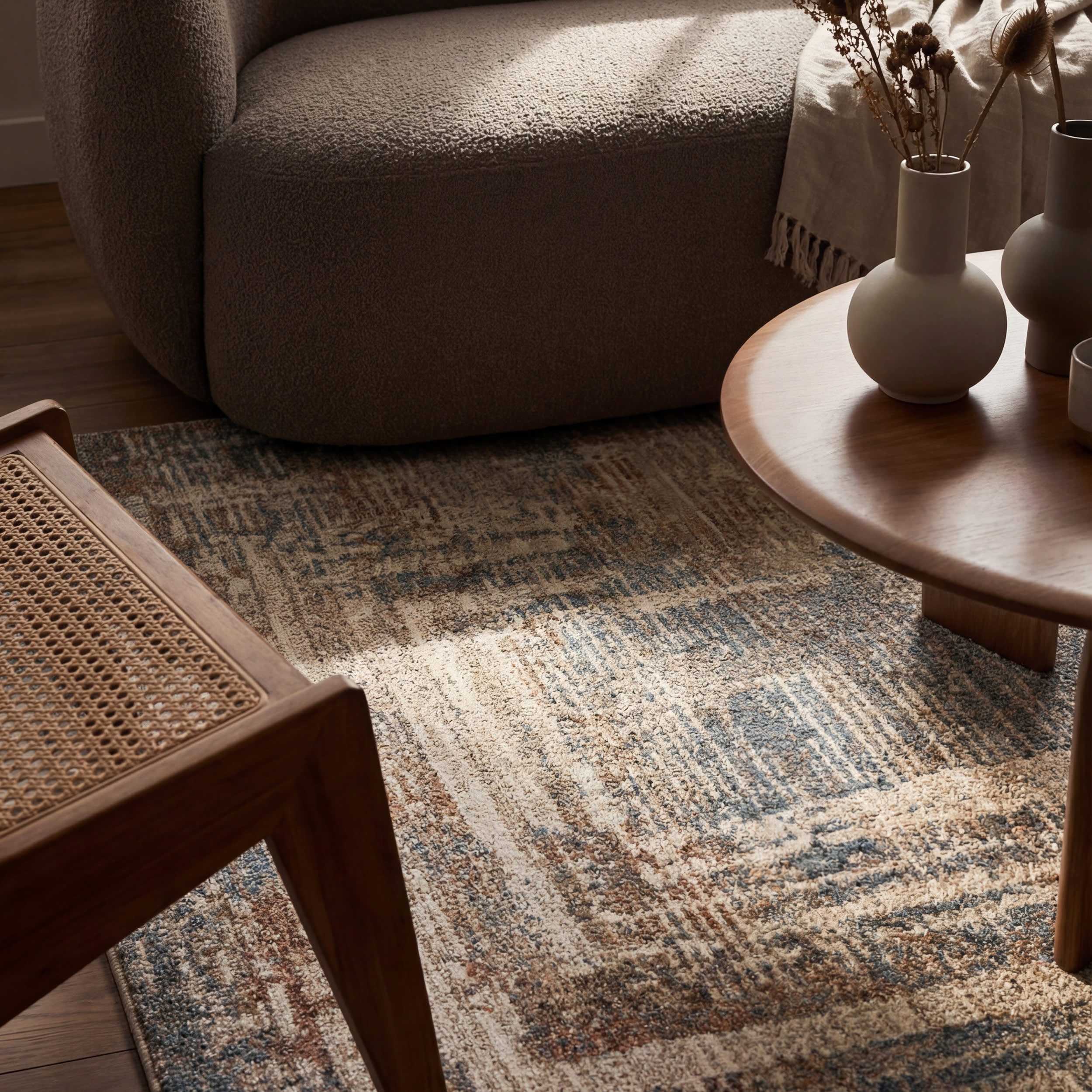 Slatewood Rustic Bordered Washable Rug | Tan - Image 5