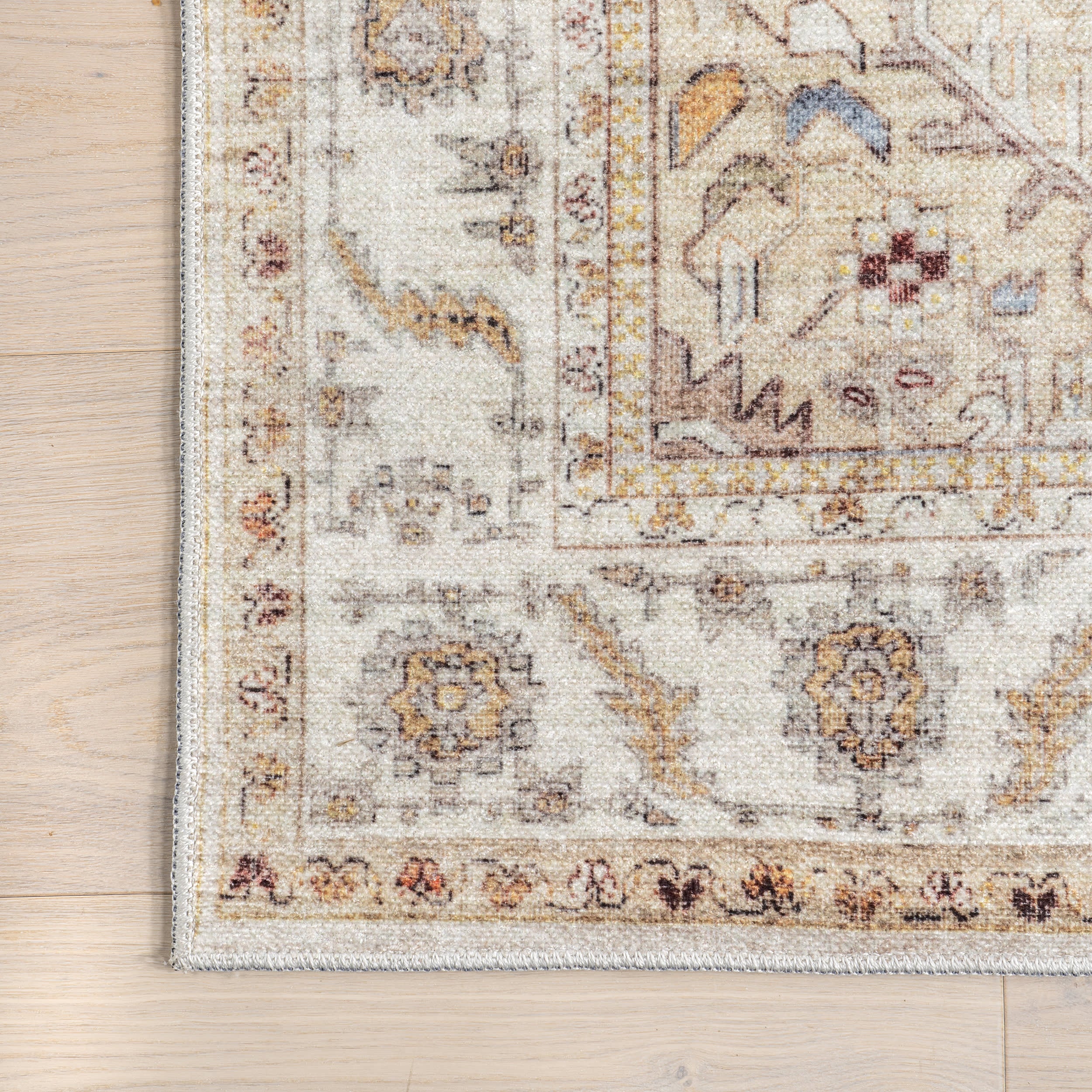 Sloan Vintage Floral Washable Rug | Beige - Image 3