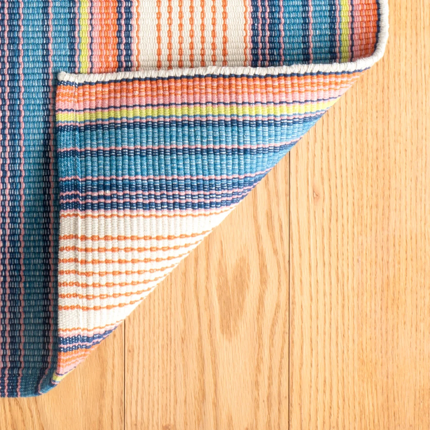 Sloane Stripe Handwoven Cotton Rug | Sunset - Image 6