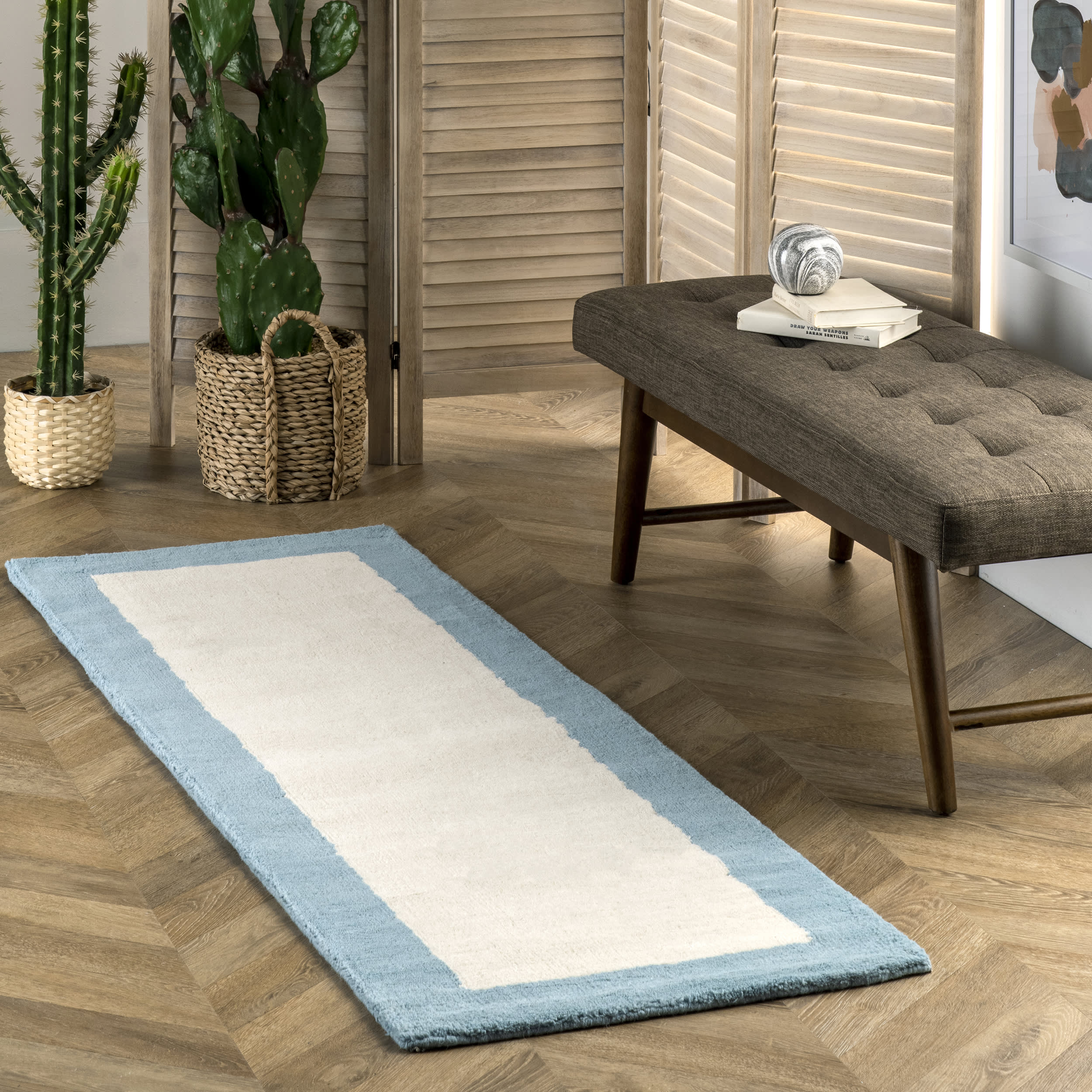 Solid Border Rug | Baby Blue - Image 2