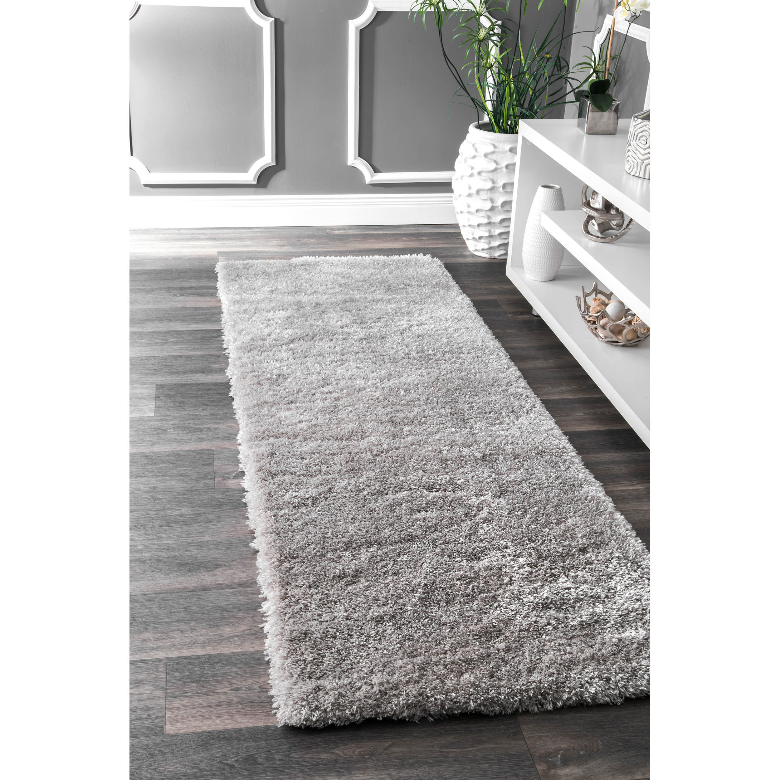 Solid Fluffy Rug | Silver - Image 2