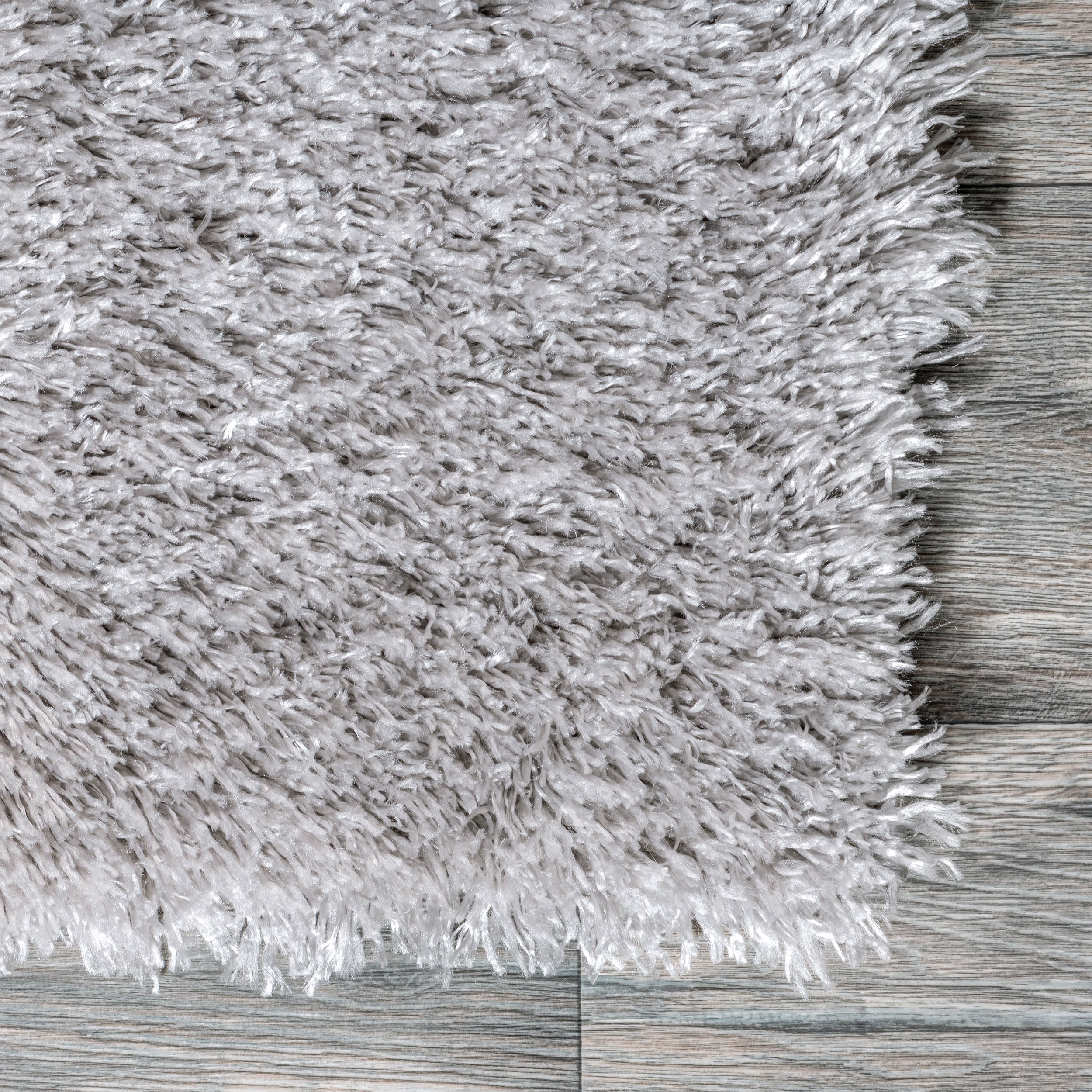 Solid Fluffy Rug | Silver - Image 3