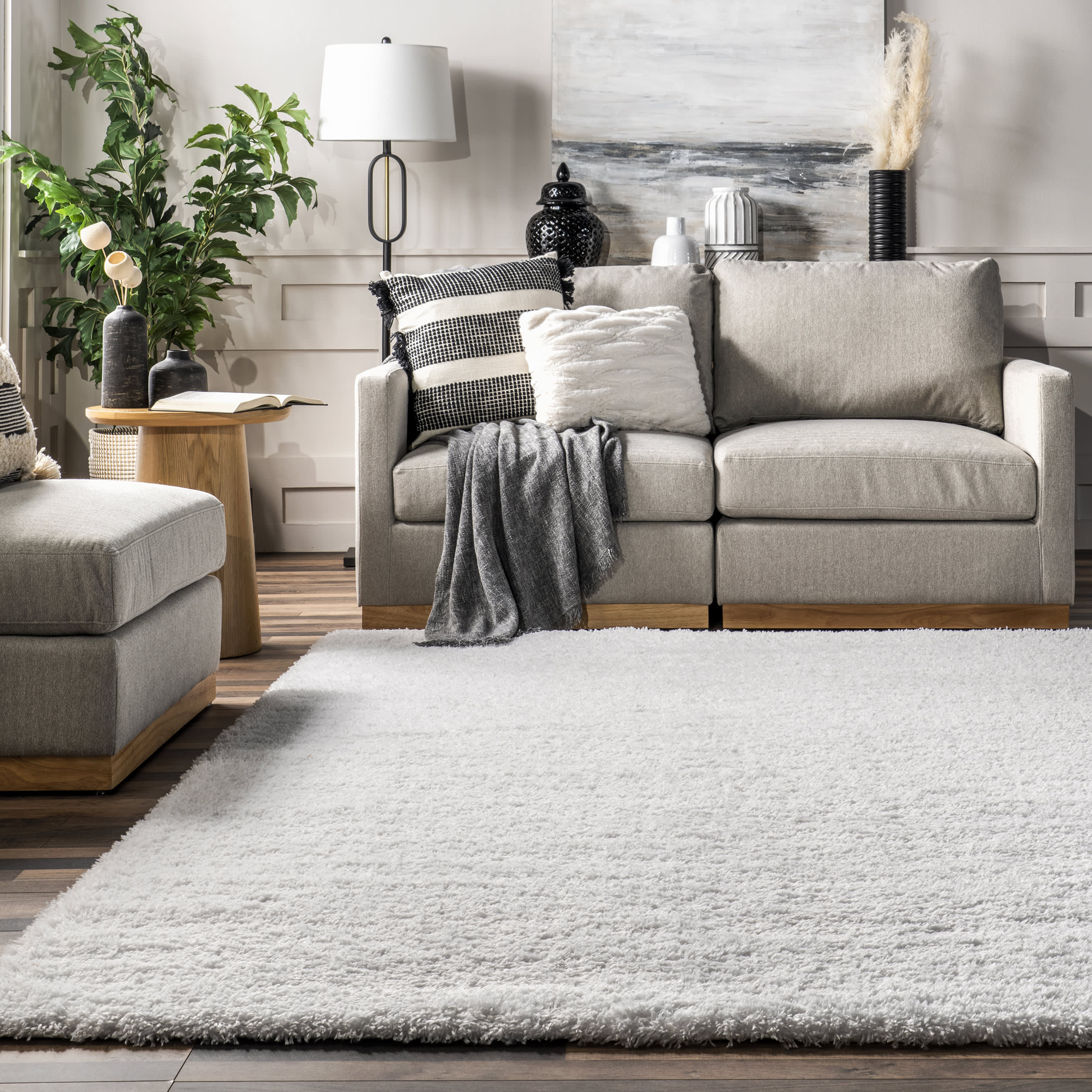 Solid Fluffy Rug | Snow White - Image 4