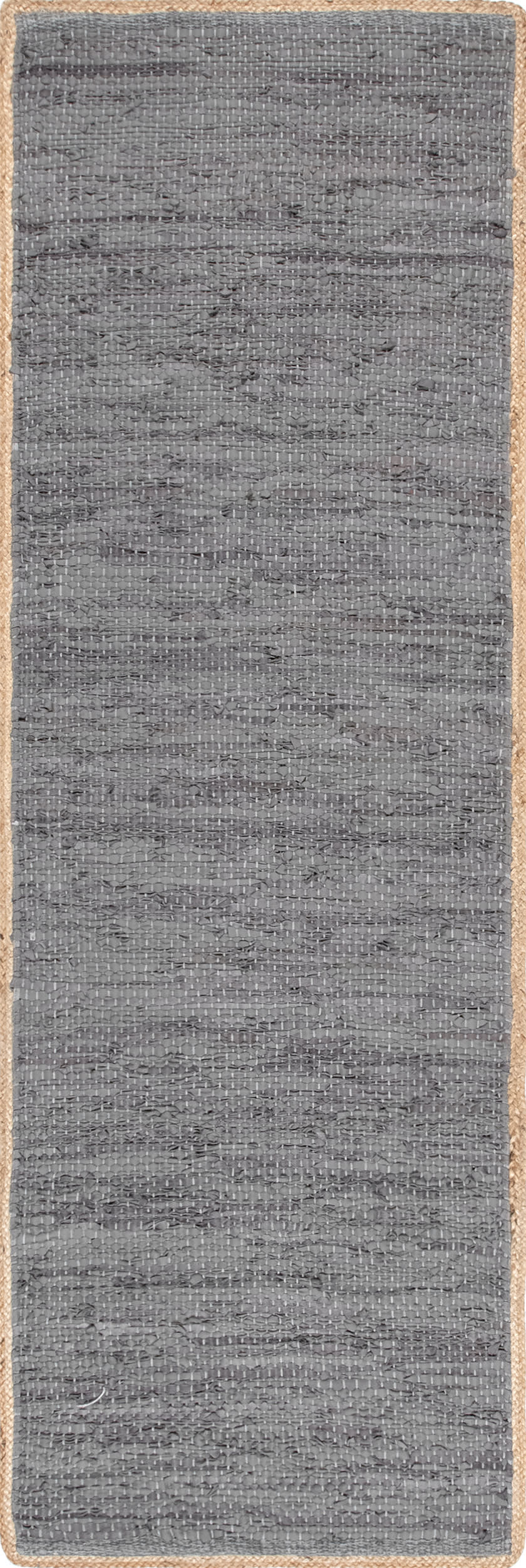 Solid Leather Flatweave Rug | Grey