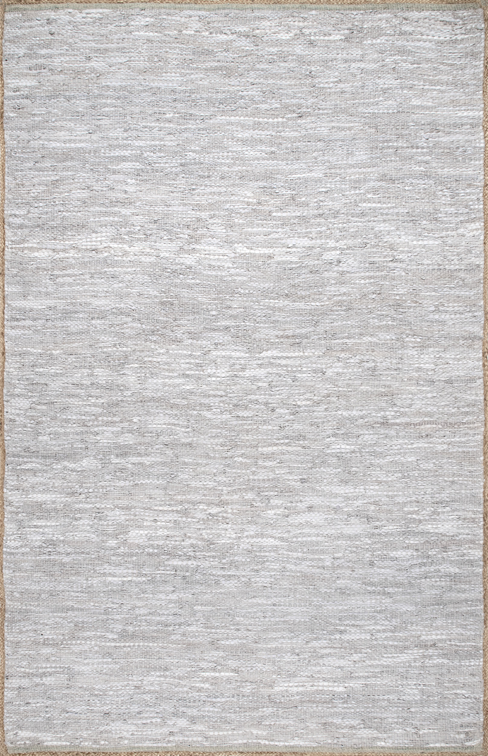 Solid Leather Flatweave Rug | Light Grey