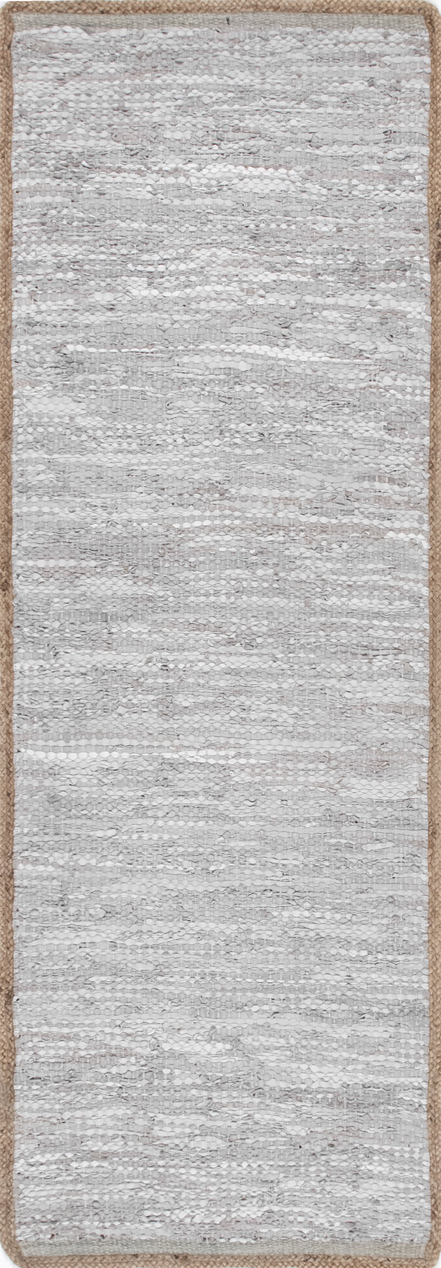 Solid Leather Flatweave Rug | Light Grey