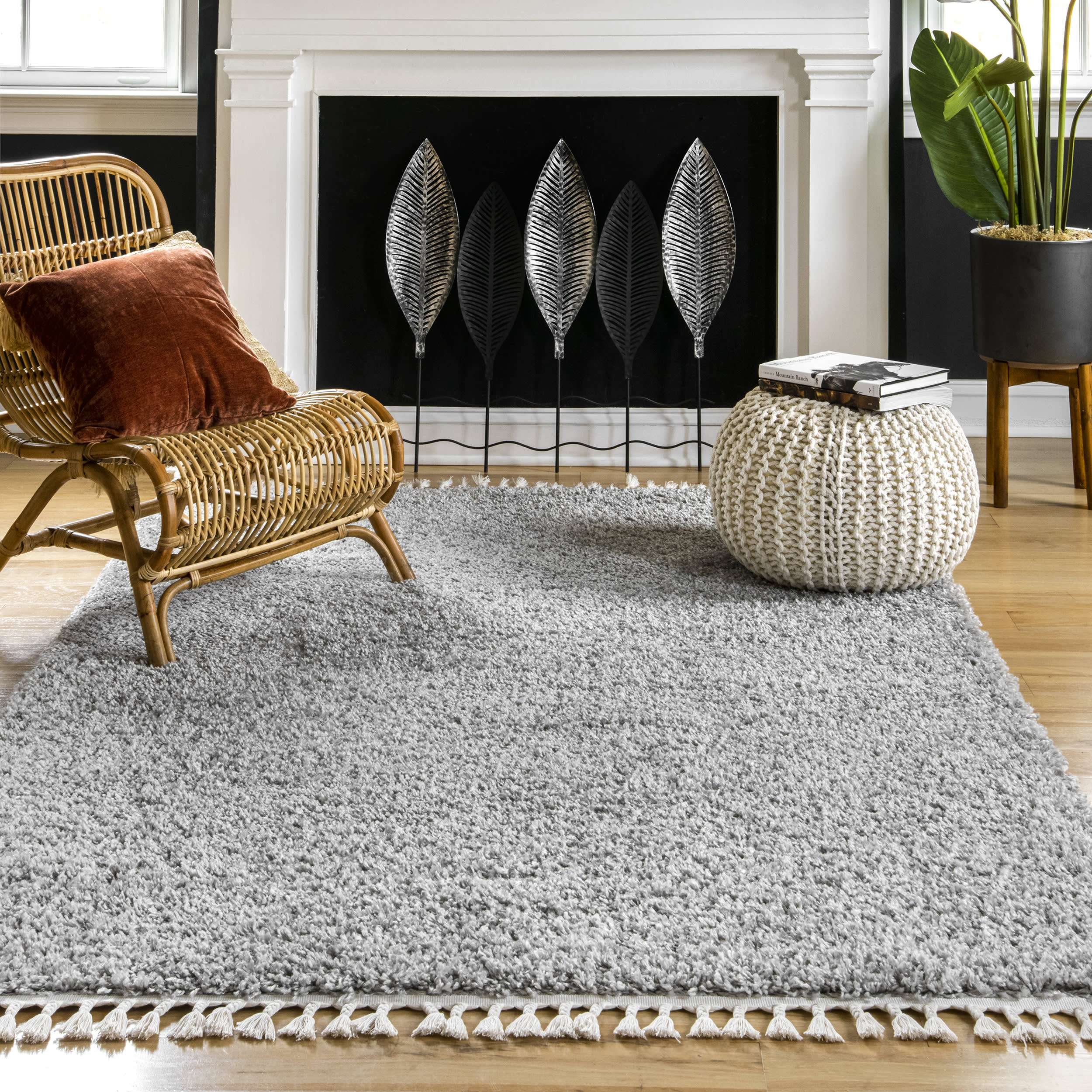 Solid Shag Rug | Light Grey - Image 2