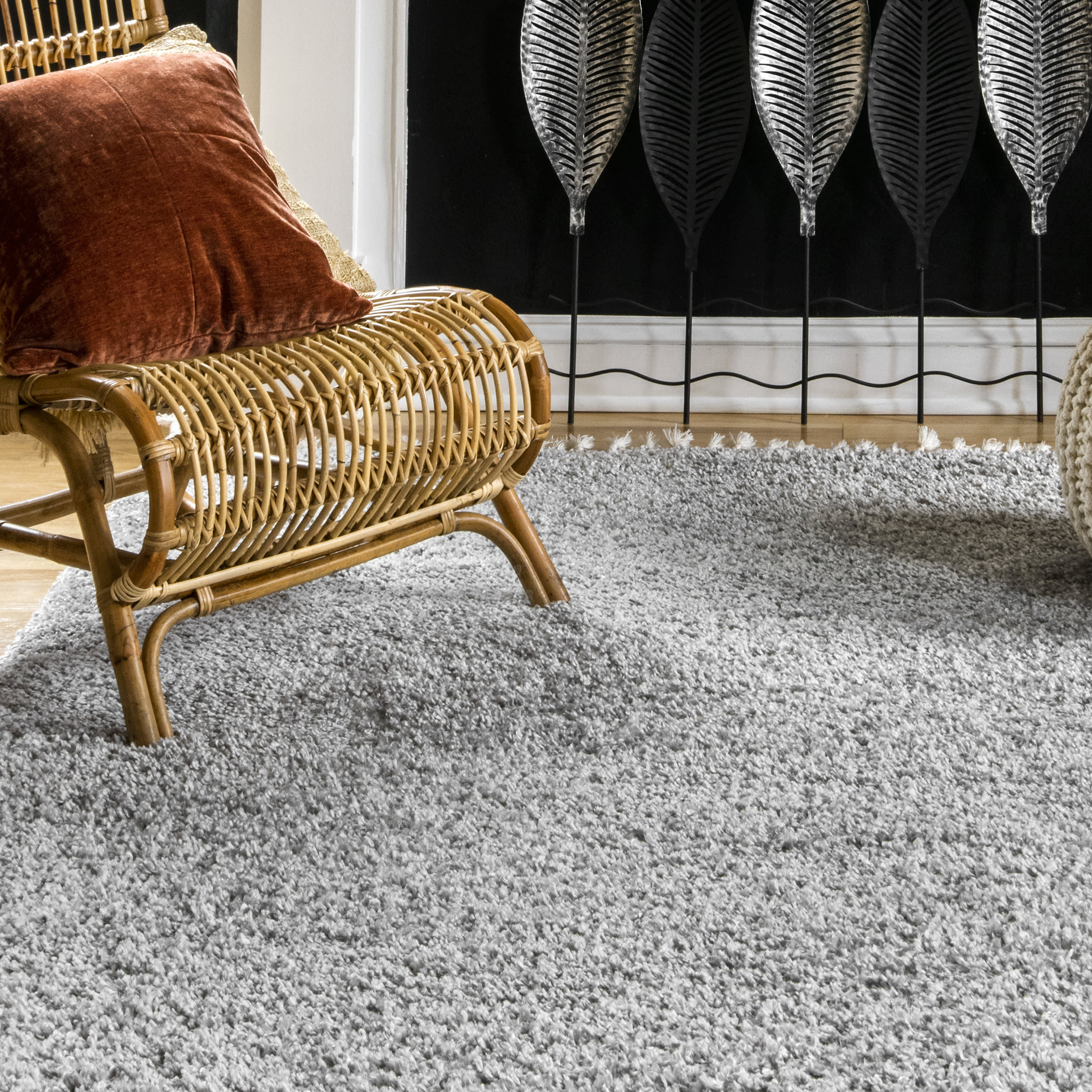 Solid Shag Rug | Light Grey - Image 4