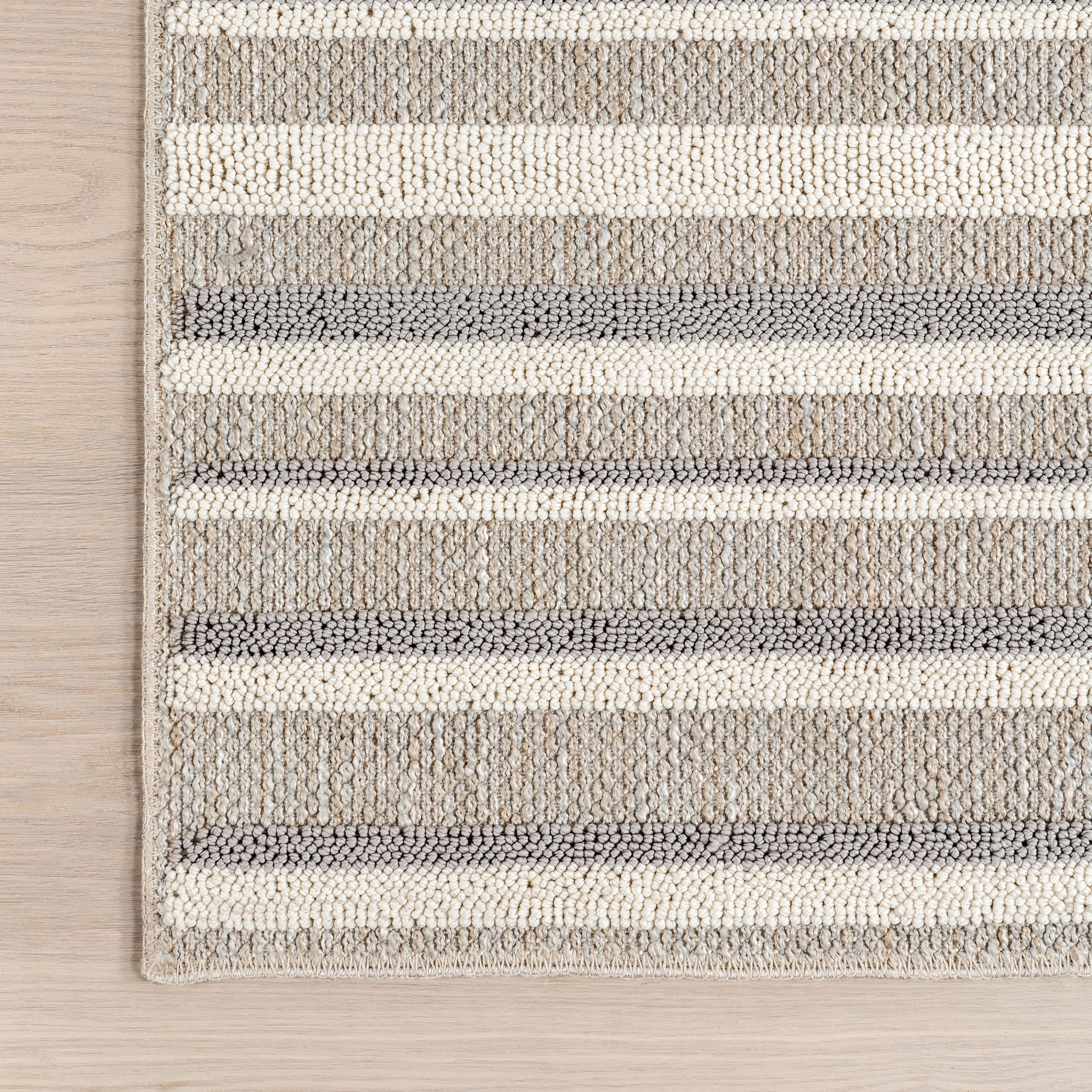 Sonja Striped Washable Rug | Light Grey - Image 3