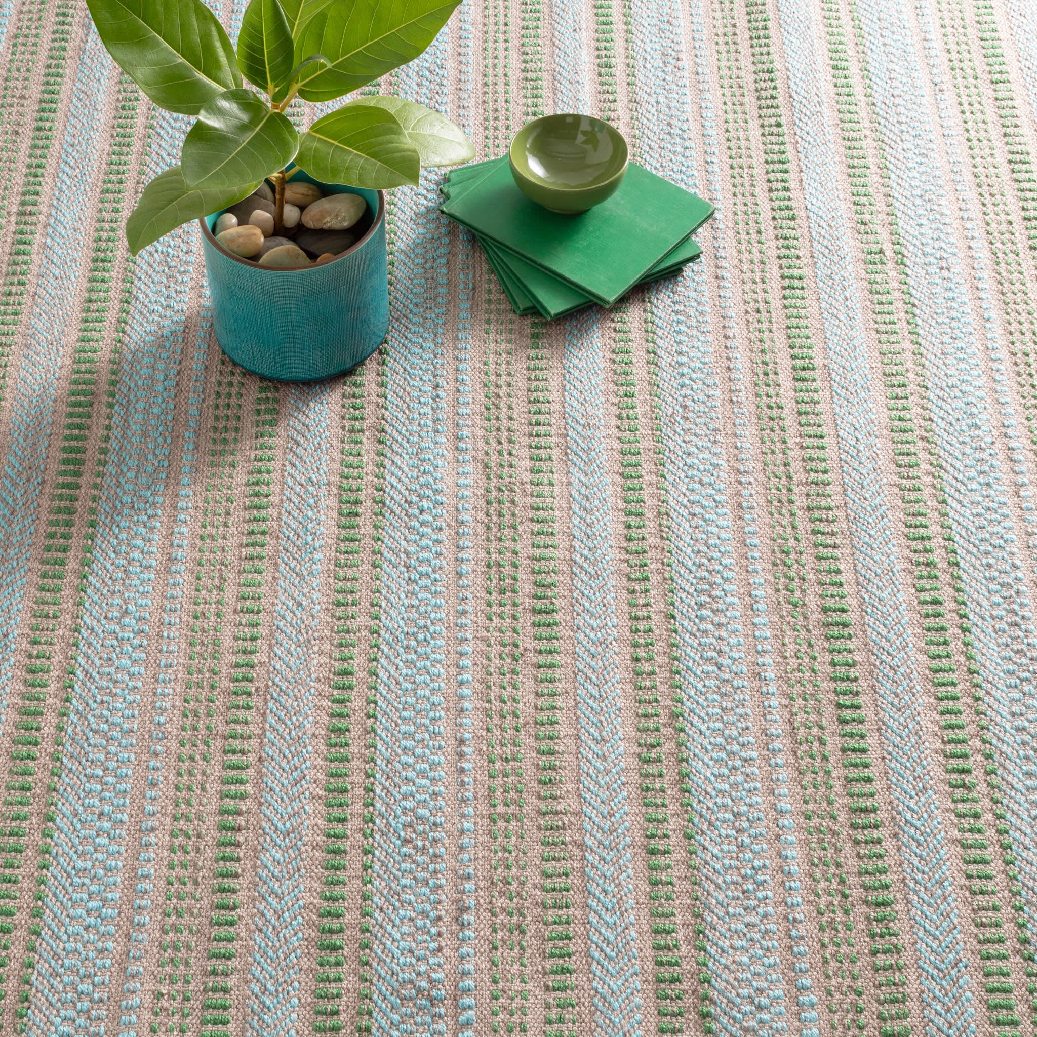 Sooner Than Later Handwoven Indoor/Outdoor Rug | Aqua - Image 3