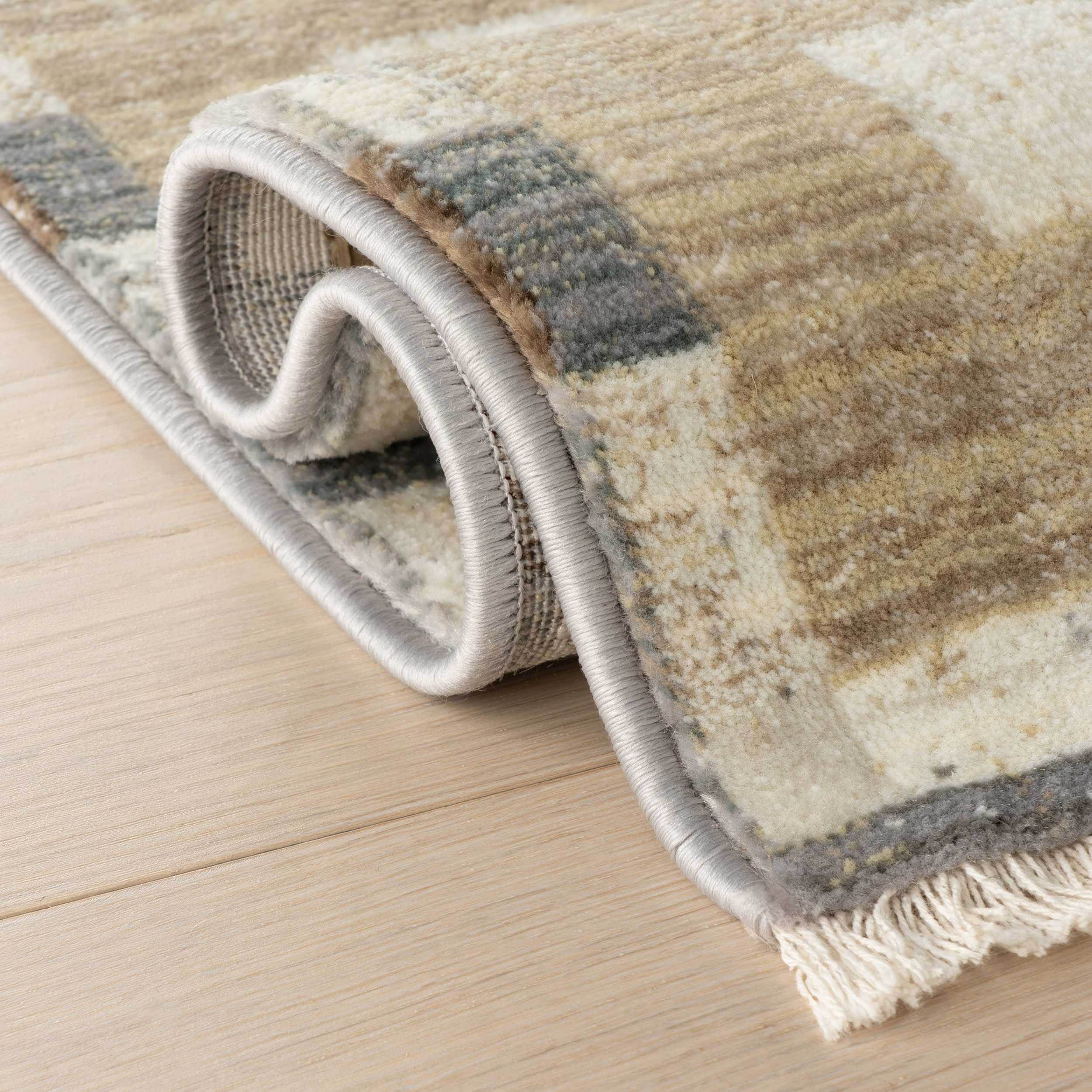 Sorelle Modern Plaid Rug | Beige - Image 10