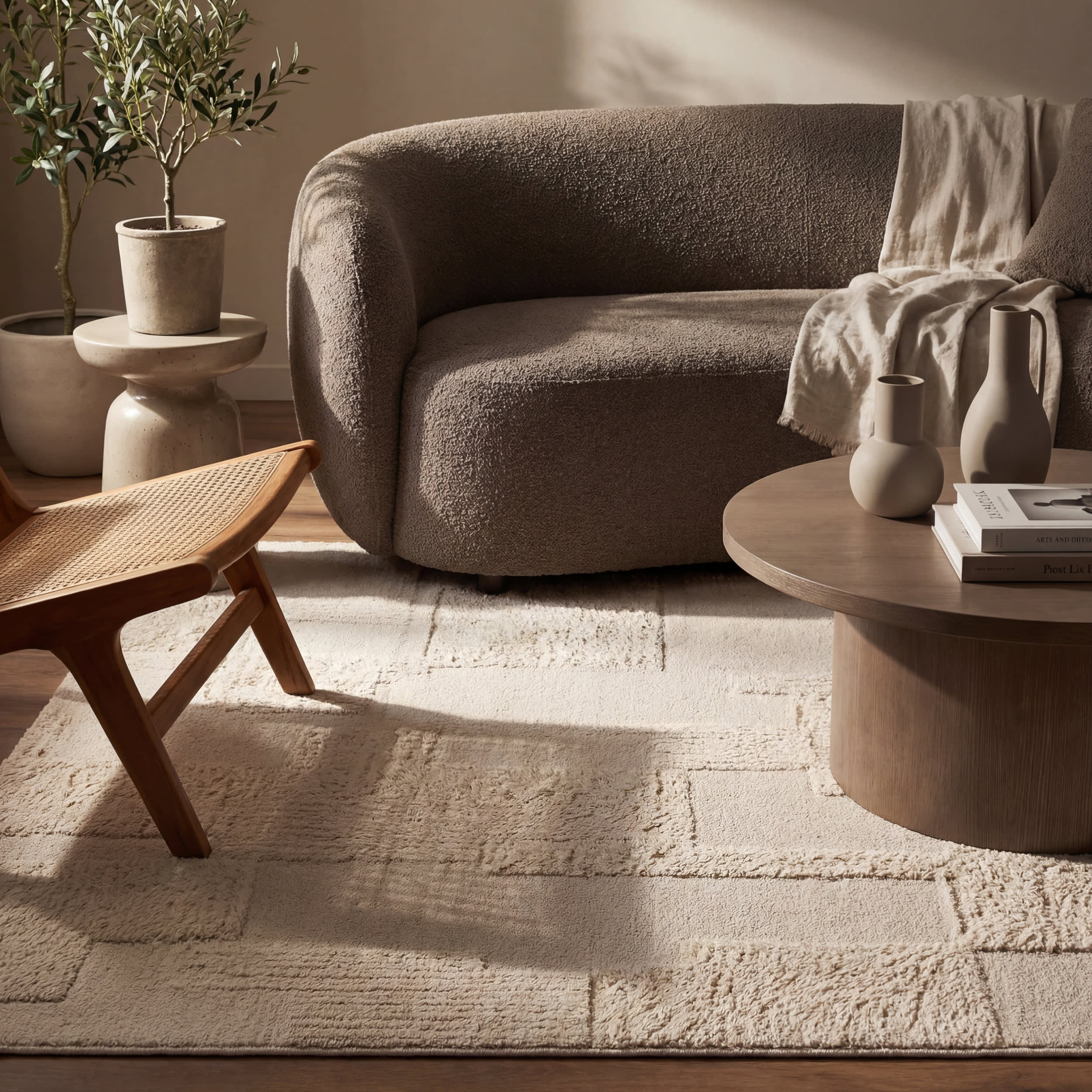 Sorvelle Modern Solid Wool Rug | Ivory - Image 5