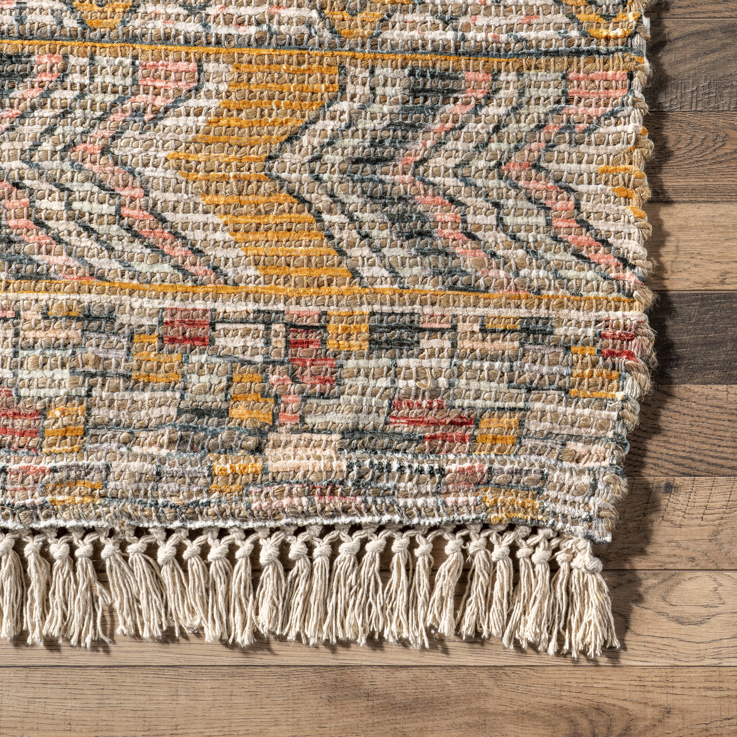 Southwestern Abstract Fringed Rug | Multicolor - Image 3