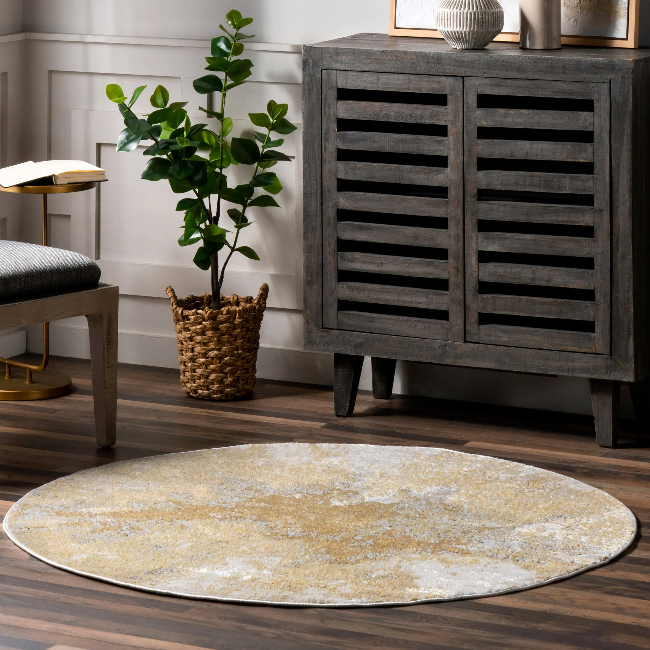 Splatter Abstract Rug | Gold - Image 2