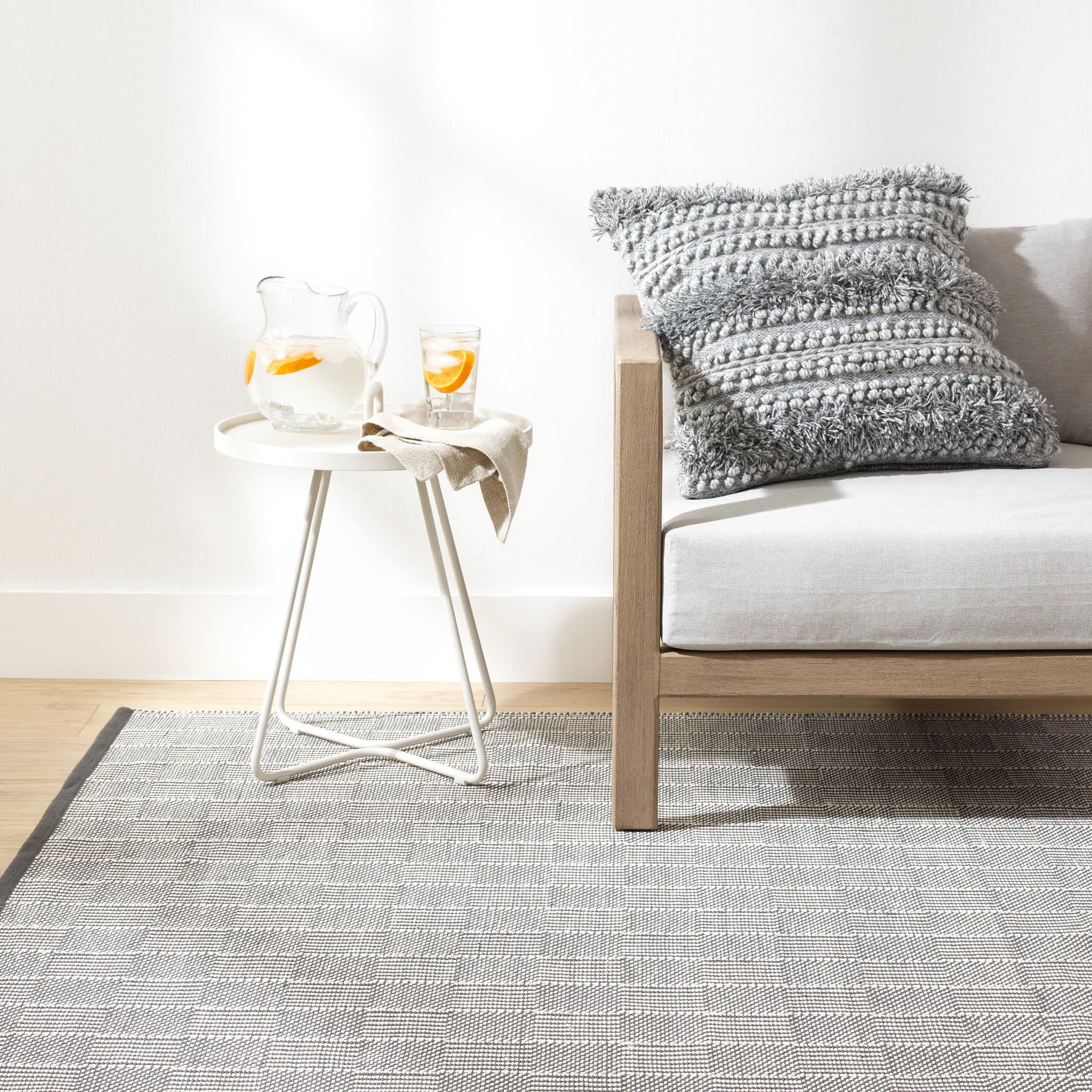 Squares Handwoven Indoor/Outdoor Rug | Grey - Image 2