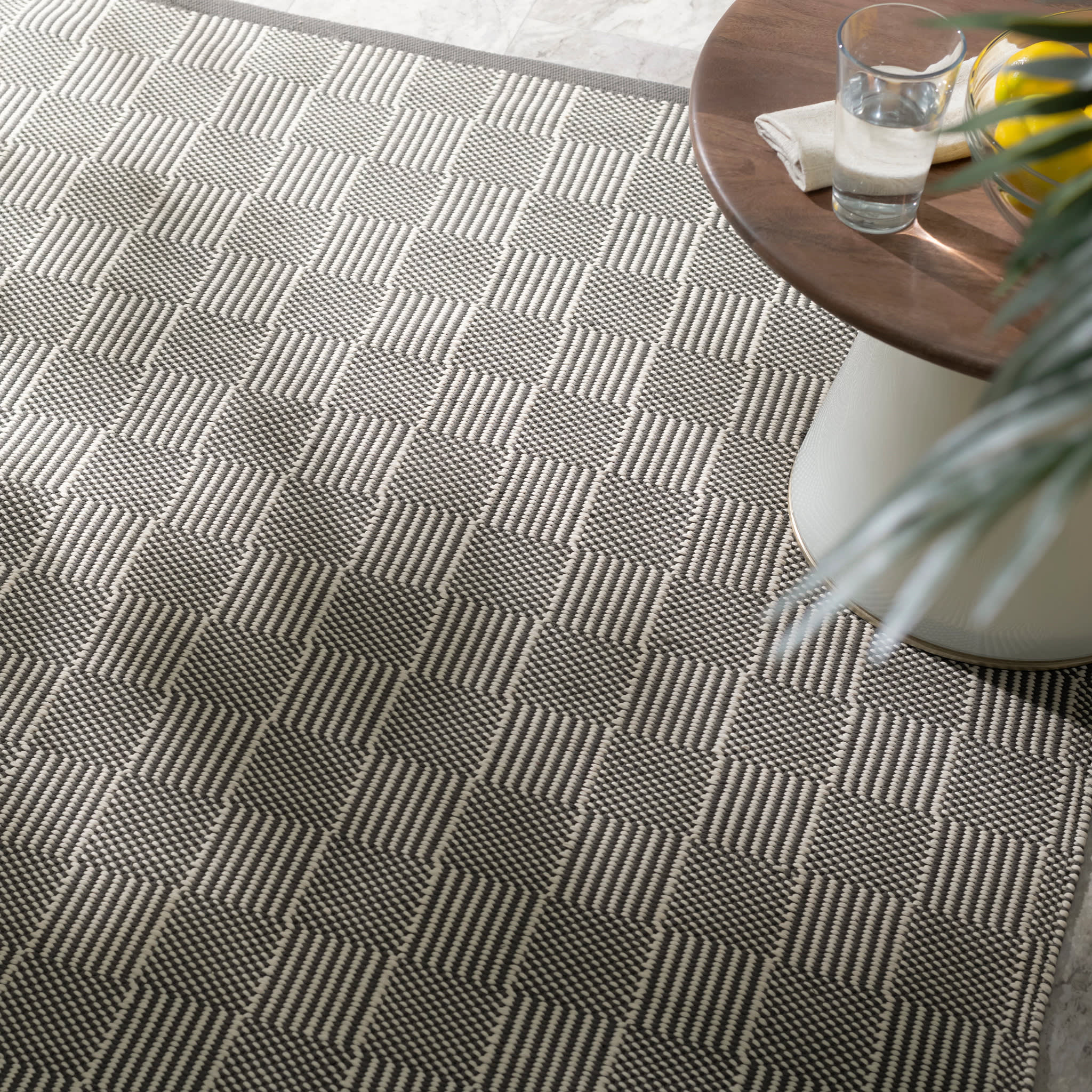 Squares Handwoven Indoor/Outdoor Rug | Grey - Image 3