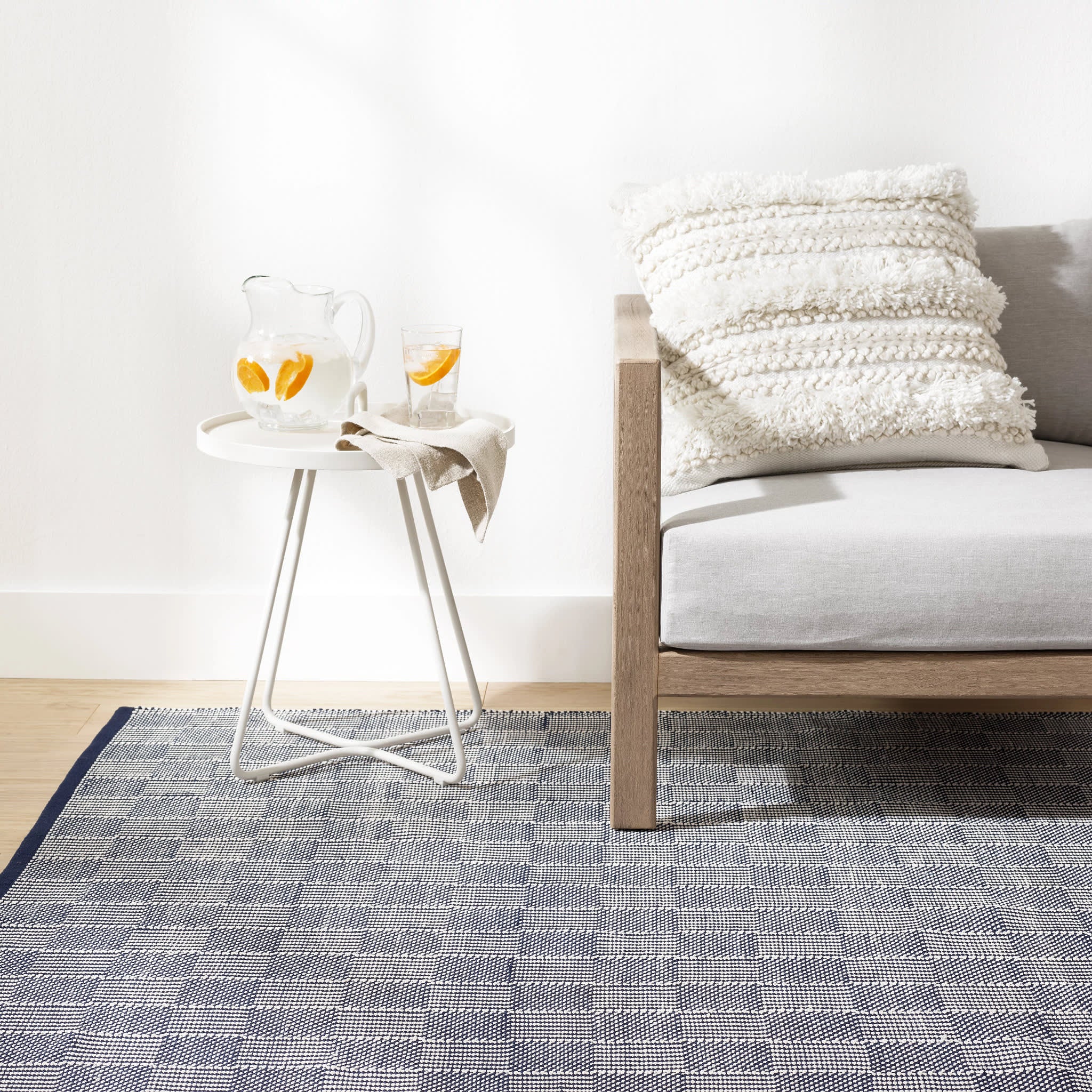 Squares Handwoven Indoor/Outdoor Rug | Navy - Image 2