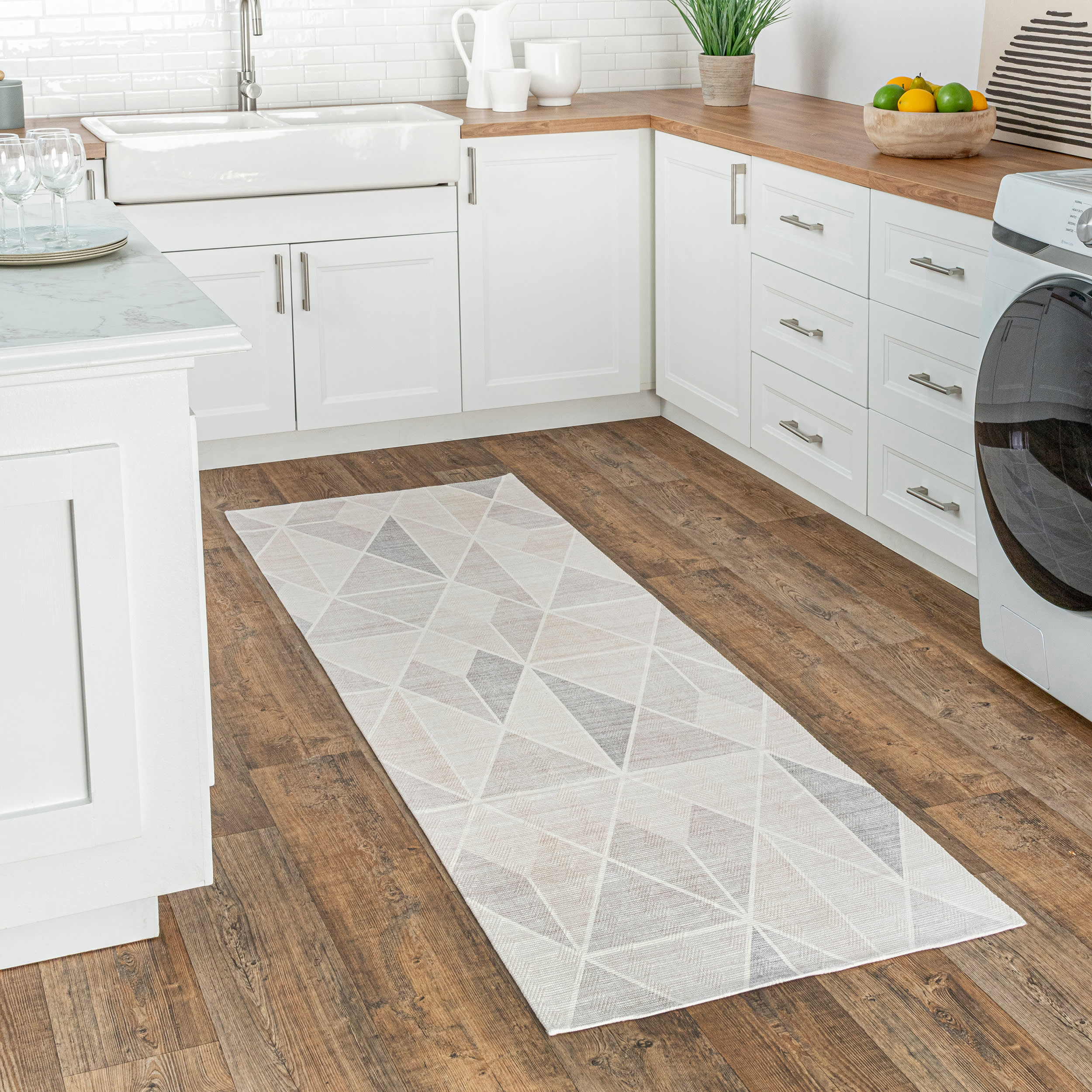 Stassi Washable Shaded Tiles Rug | Light Grey - Image 2