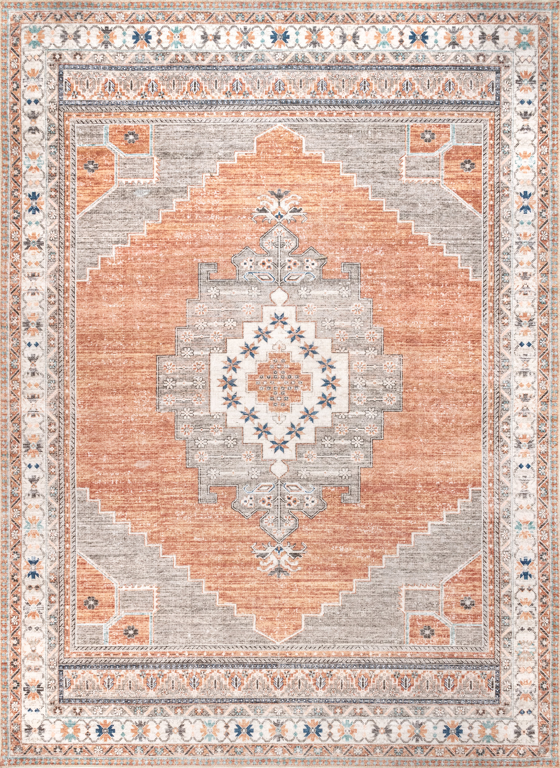 Stellar Medallion Washable Rug | Rust