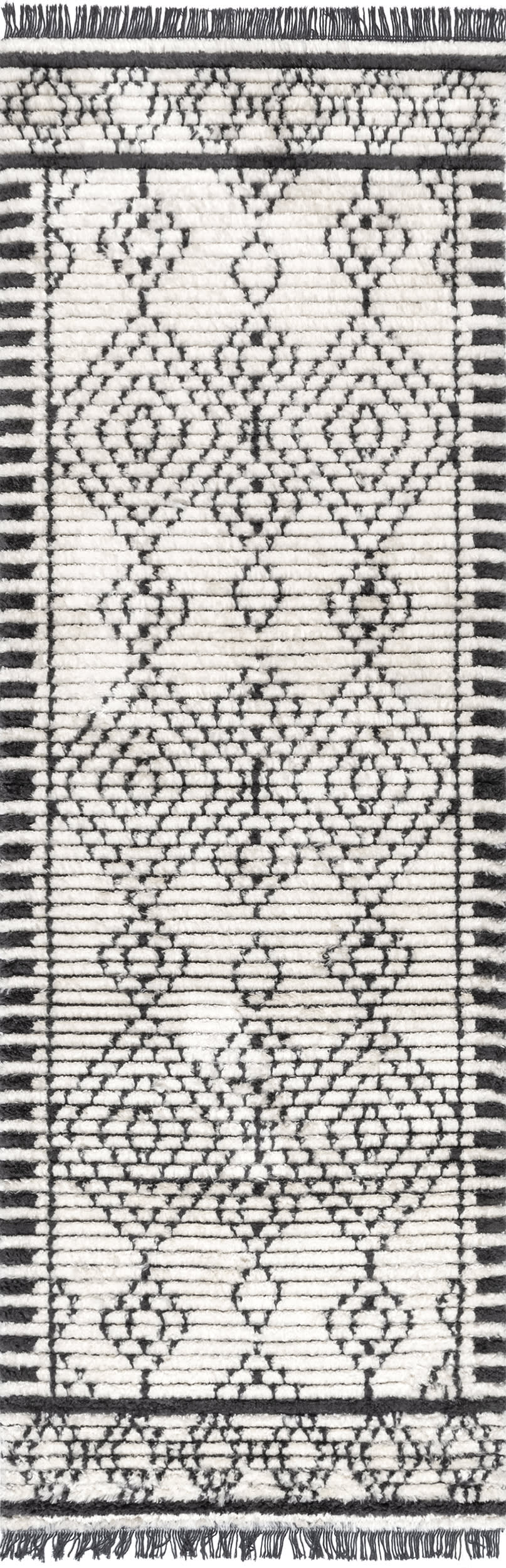 Stippled Diamonds Fringed Rug | Beige
