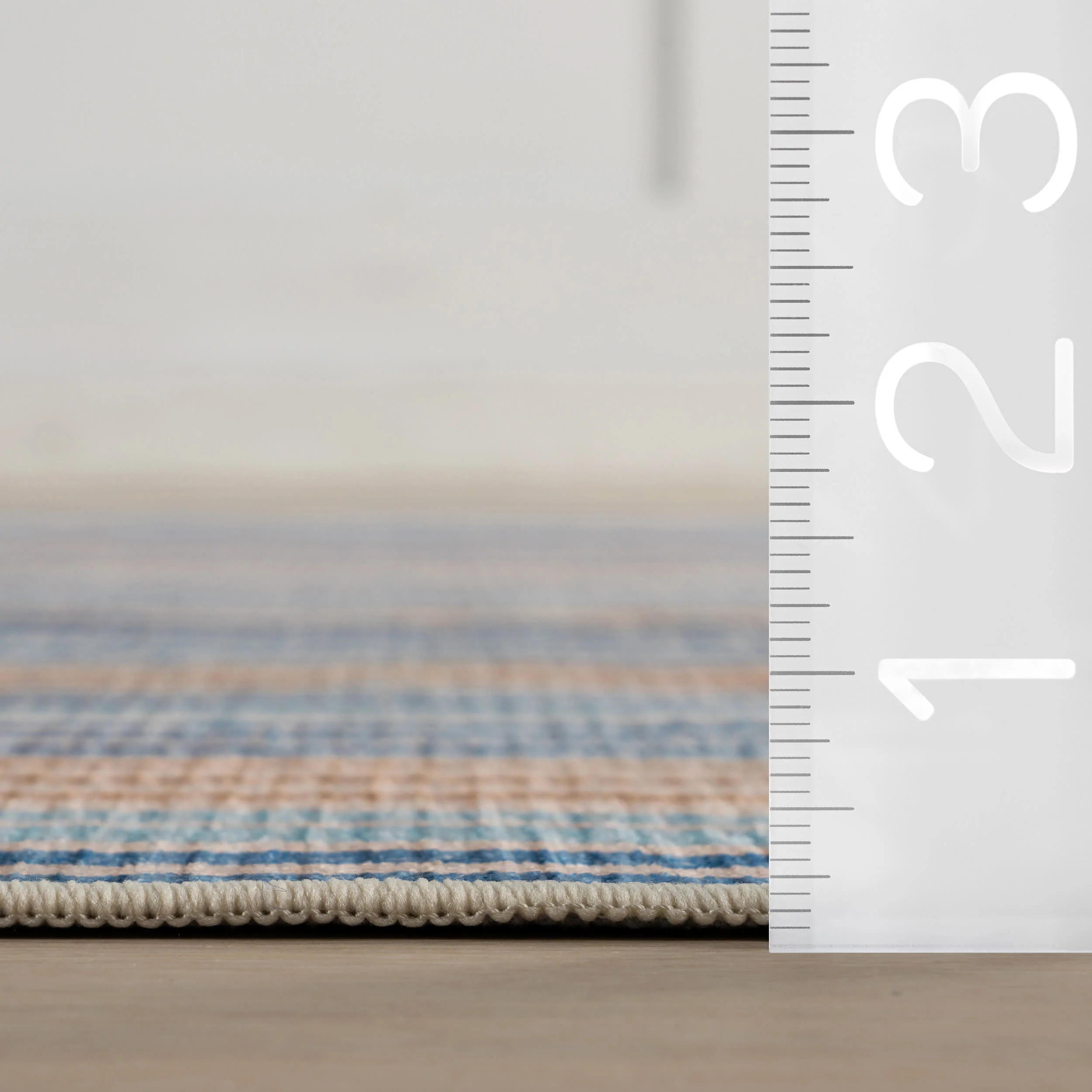 Stockholm Striped Machine Washable Rug | Blue - Image 5
