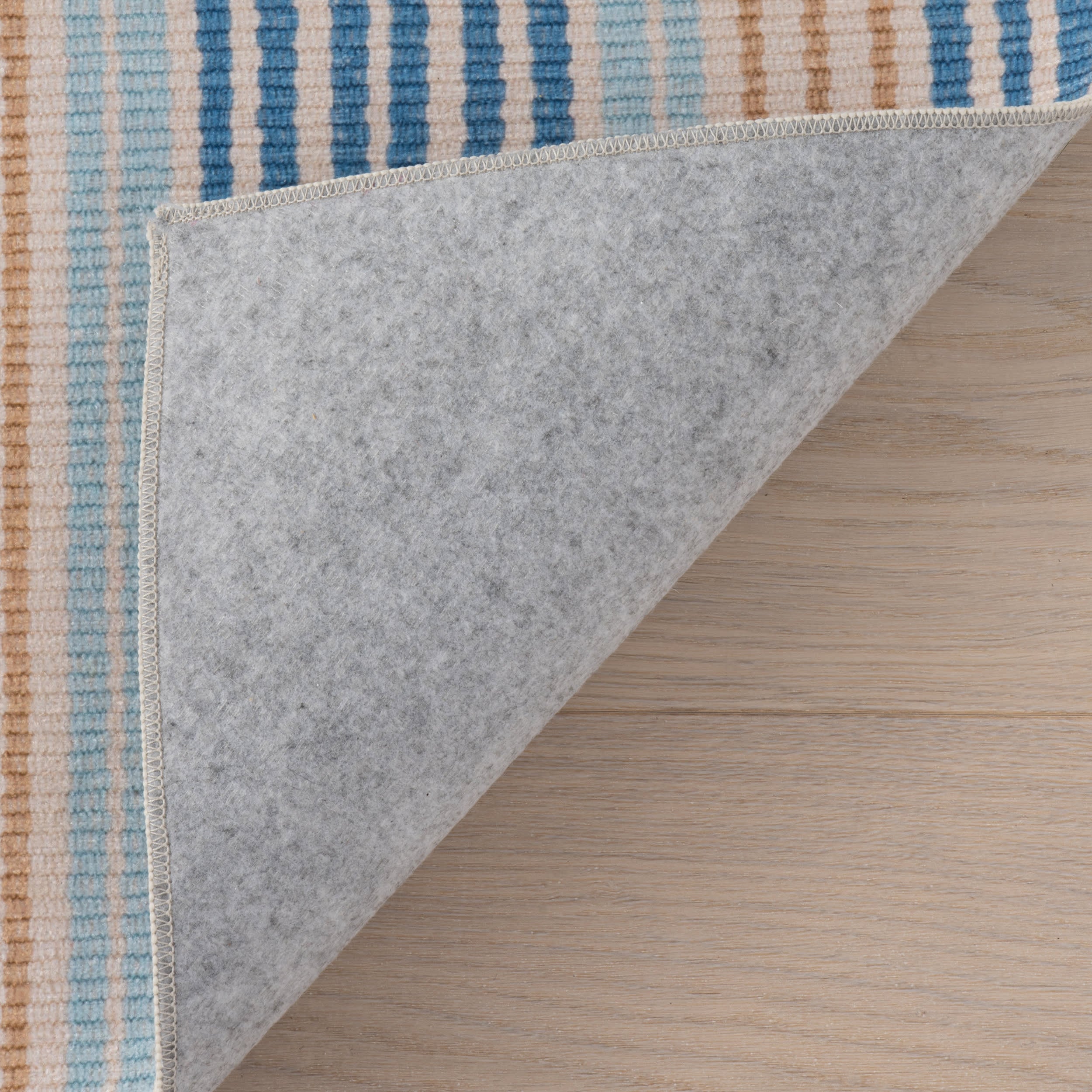 Stockholm Striped Machine Washable Rug | Blue - Image 7