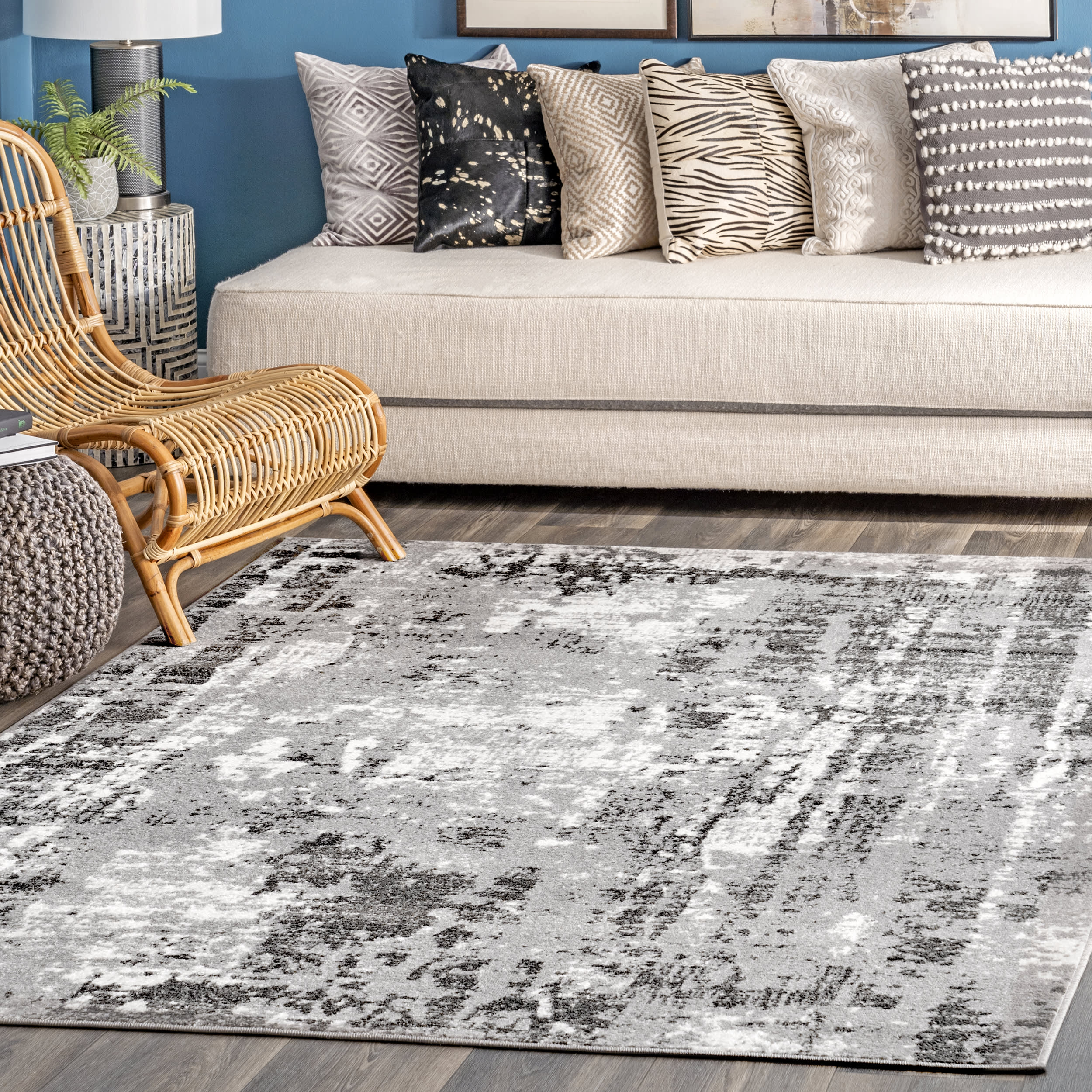 Strained Abstract Rug | Grey - Image 2