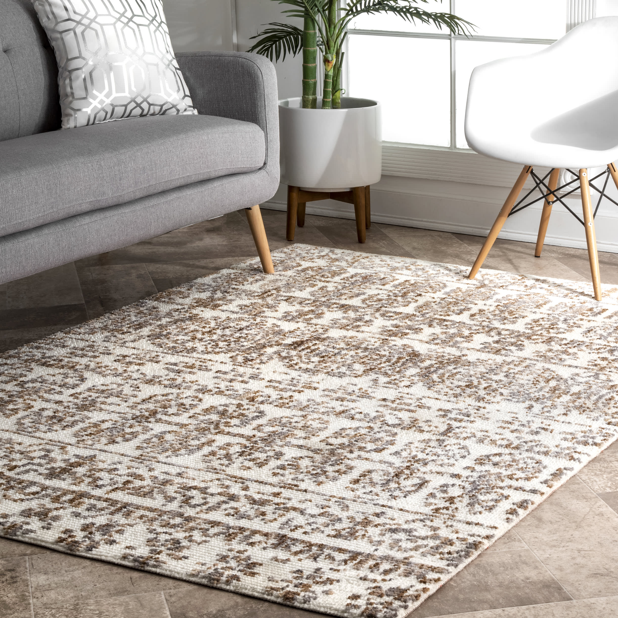 Striped Arabesque Rug | Beige - Image 2