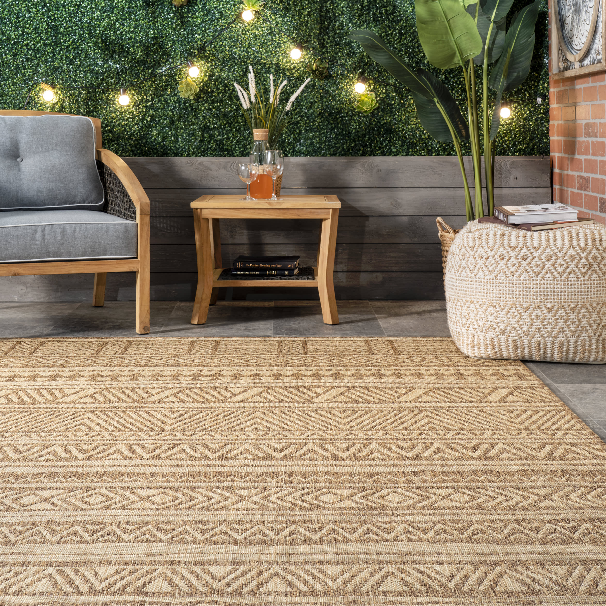 Striped Banded Indoor/Outdoor Rug | Brown - Image 4