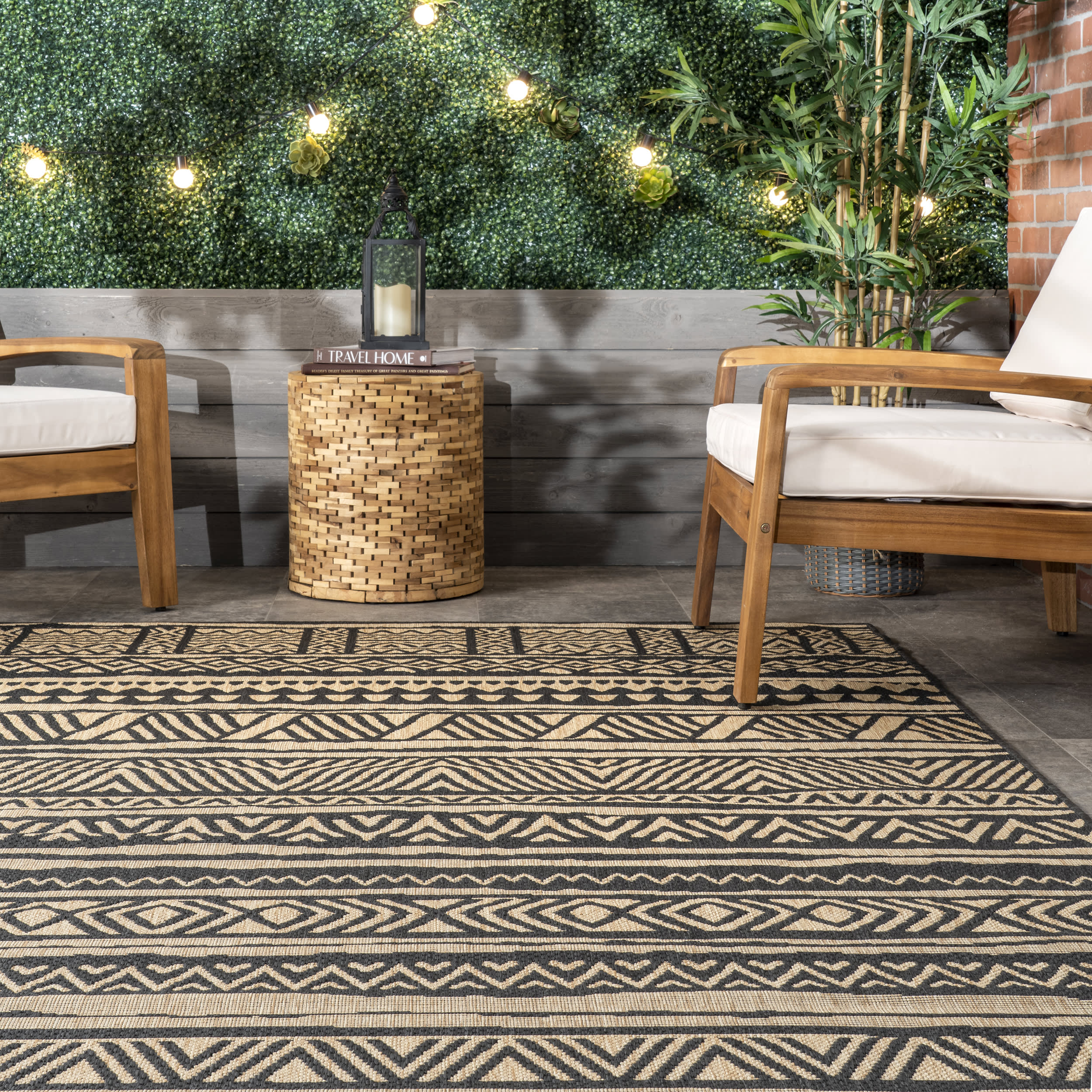Striped Banded Indoor/Outdoor Rug | Charcoal - Image 4
