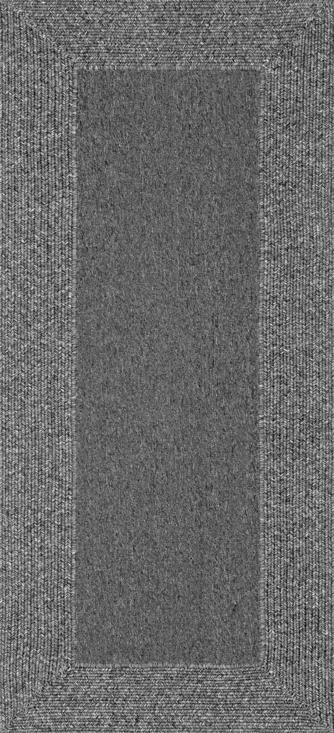 Striped Border Braided Indoor/Outdoor Rug | Charcoal